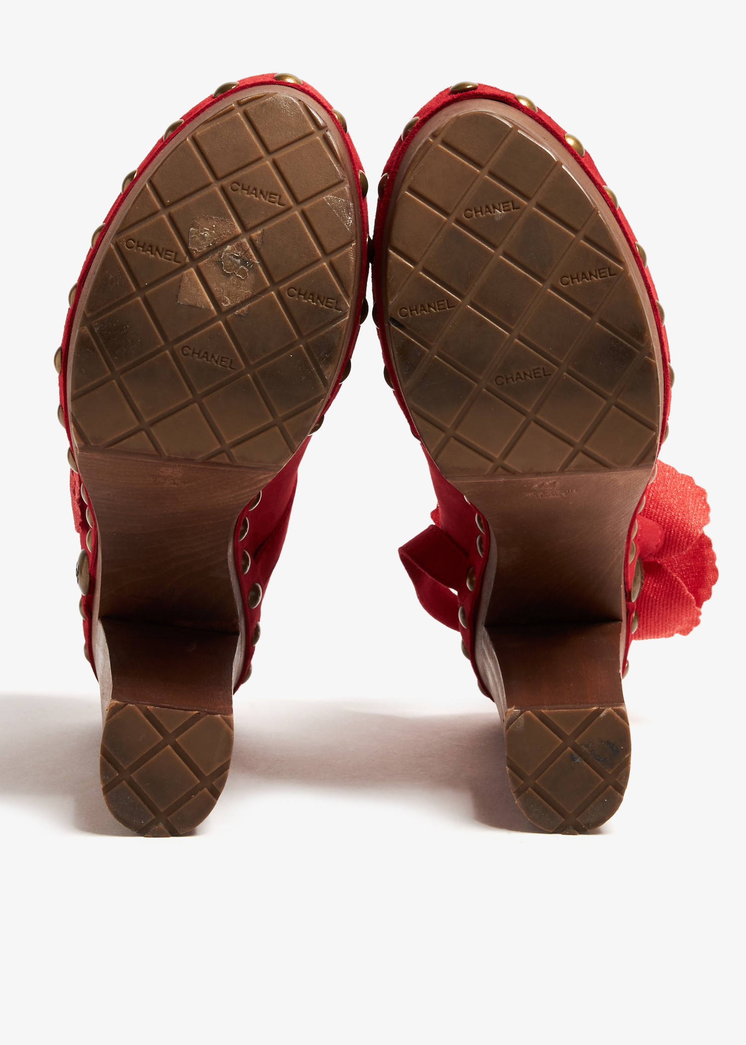 CHANEL COCO MARK Camellia Heel Sandals Mules Pumps Shoes