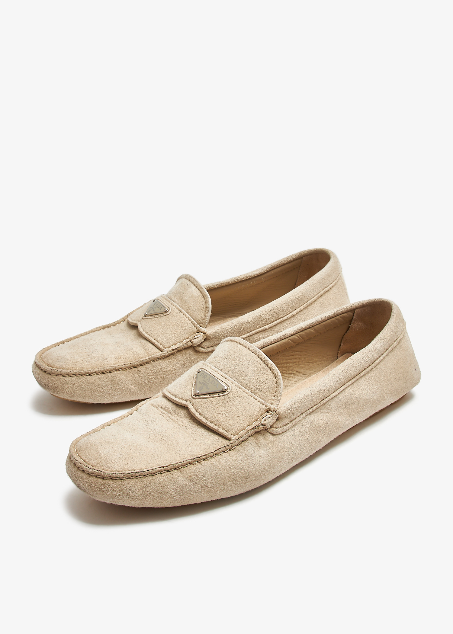 Prada Pre-Loved Suede driving loafers for Men - Beige in UAE