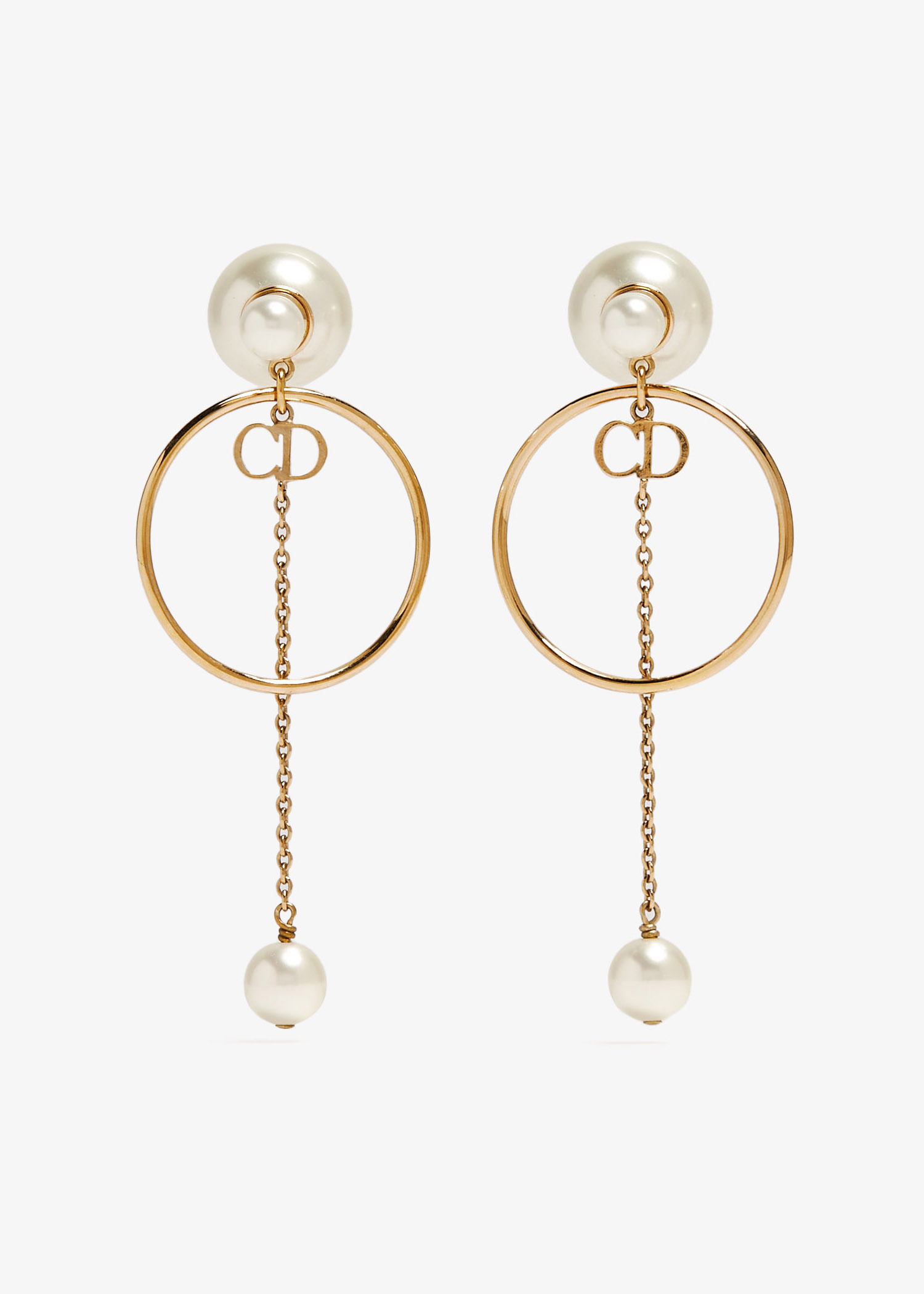 Dior Pre-Loved Pearl Tribales dangle chain drop earrings for