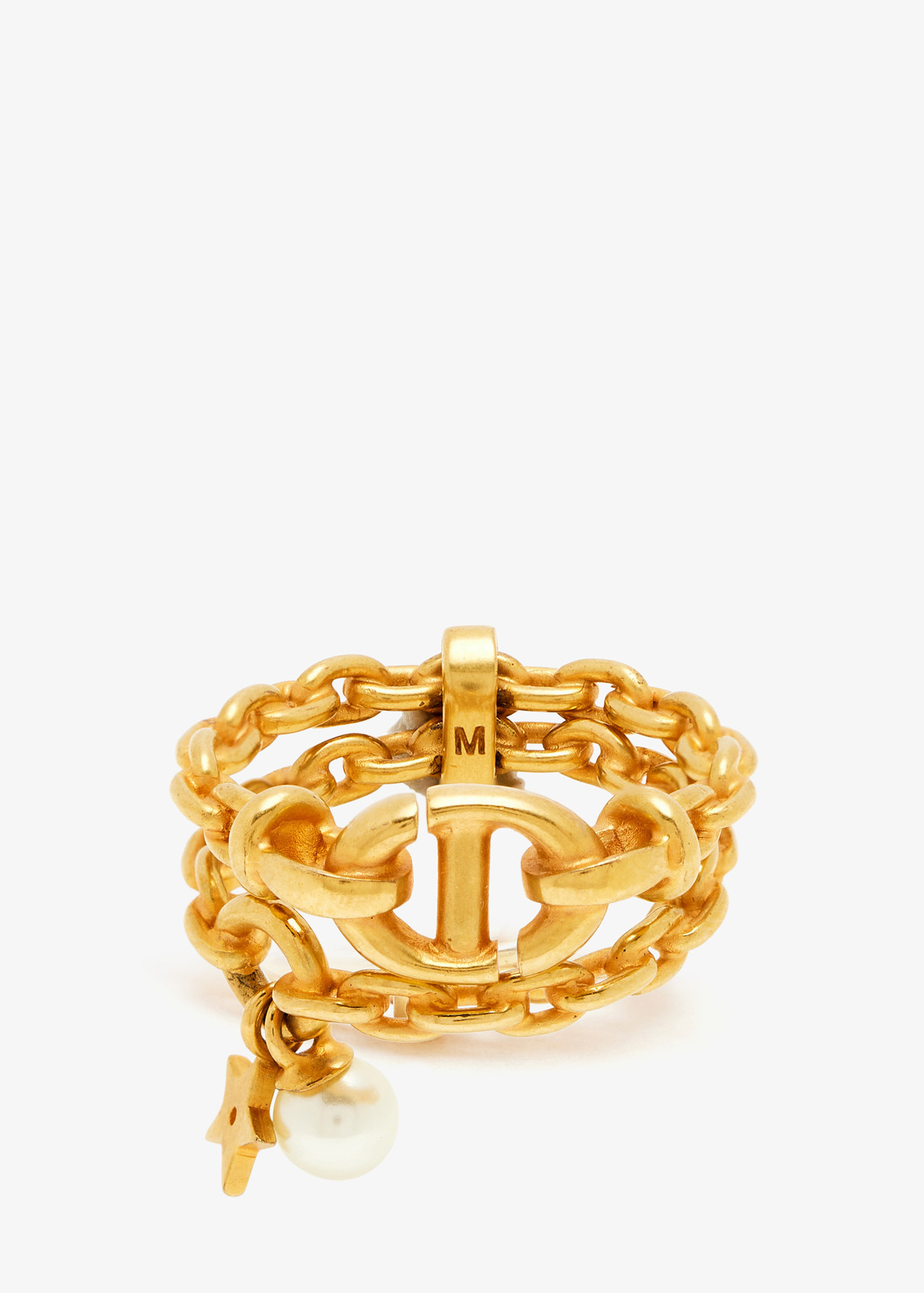 Dior Pre-Loved Faux Pearl CD double band ring for Women