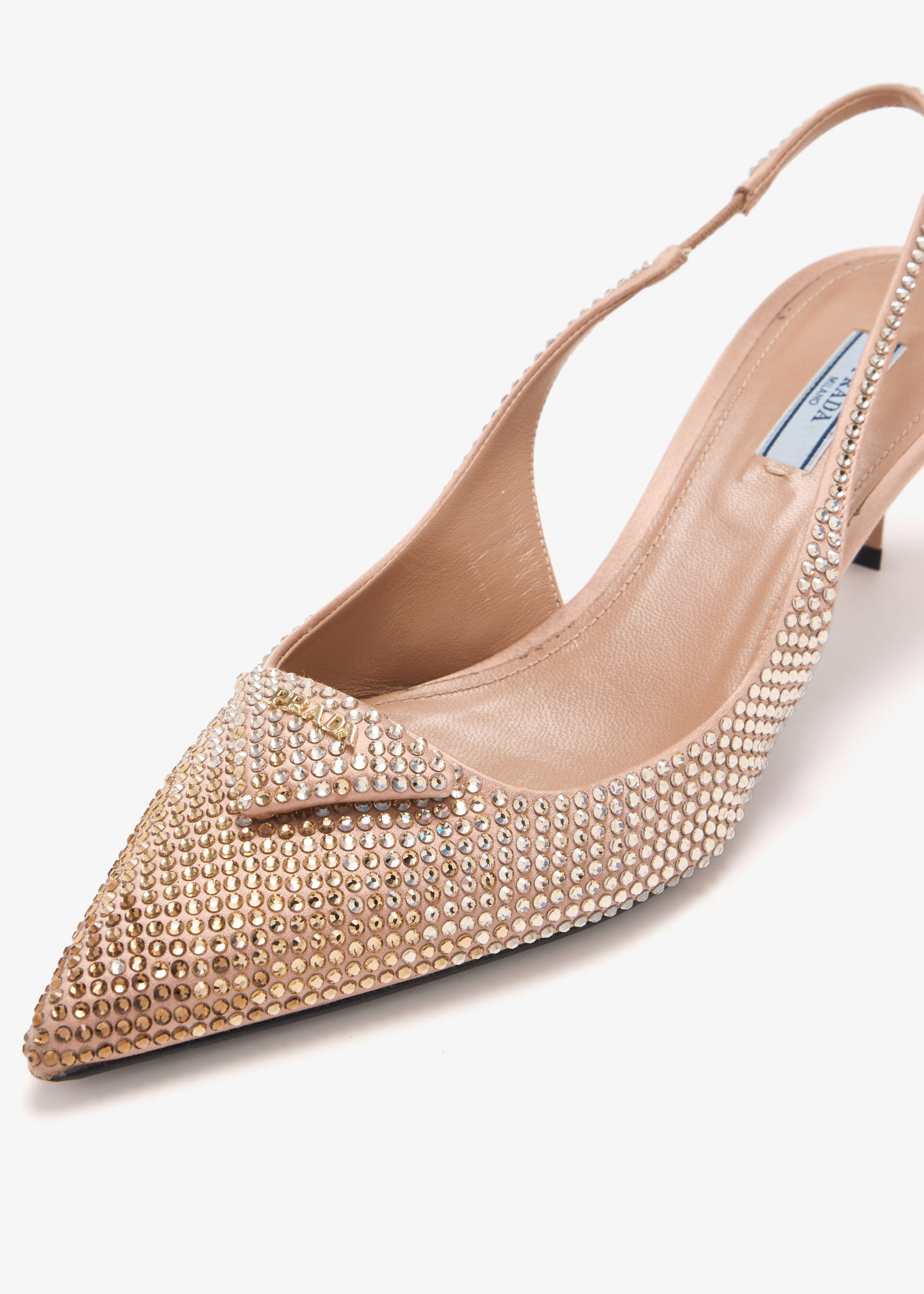 Prada Pink Satin Crystal Embellished Heels Size 39 – Luxury