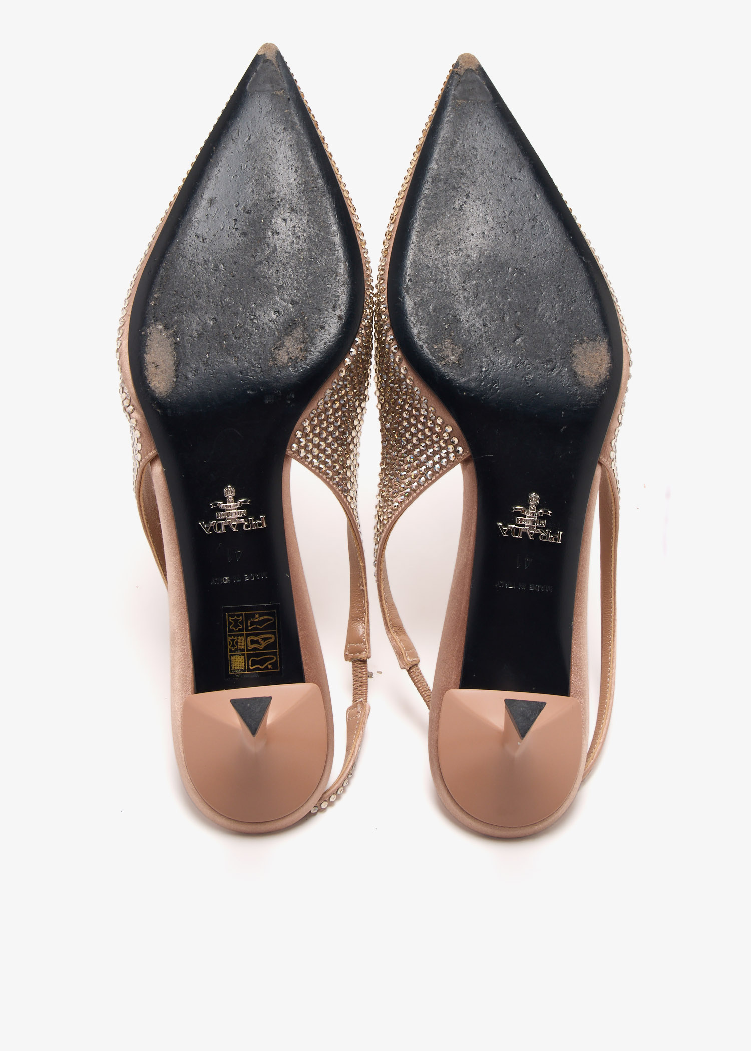 アメリカ通販ファッション Prada Pre-Loved Crystal-embellished pumps for Women - Beige 靴
