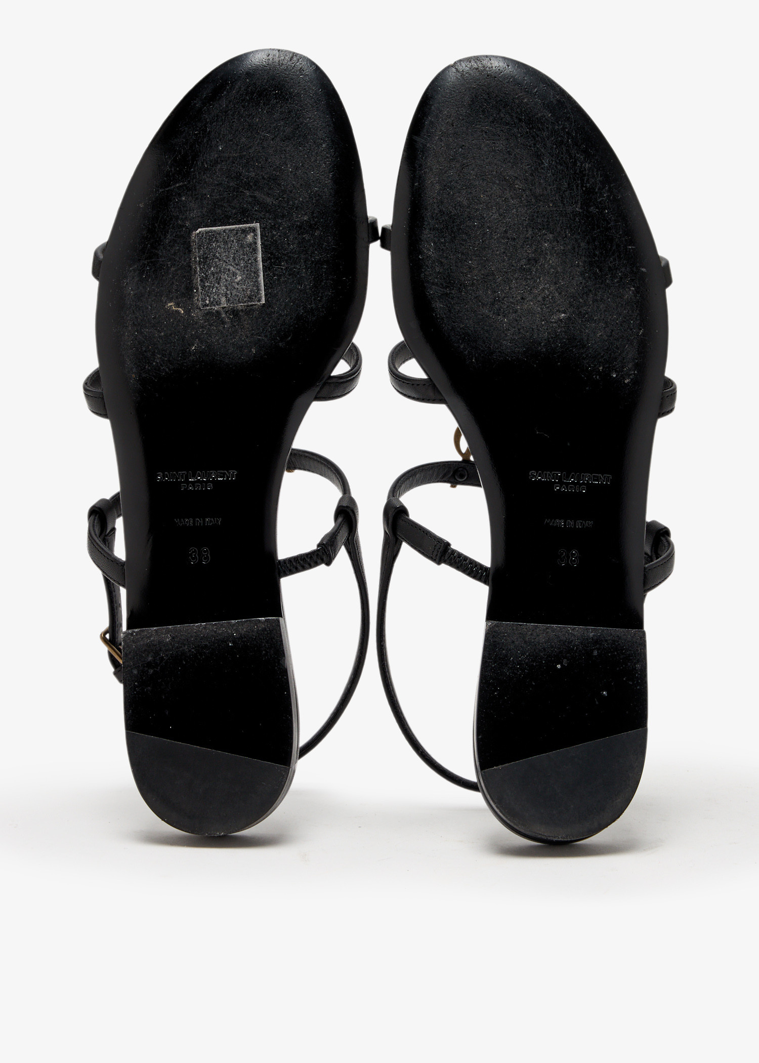 【関税&送料込】Saint Laurent Sandals Saint Laurent Pre-Loved Cassandre sandals for Women - Black
