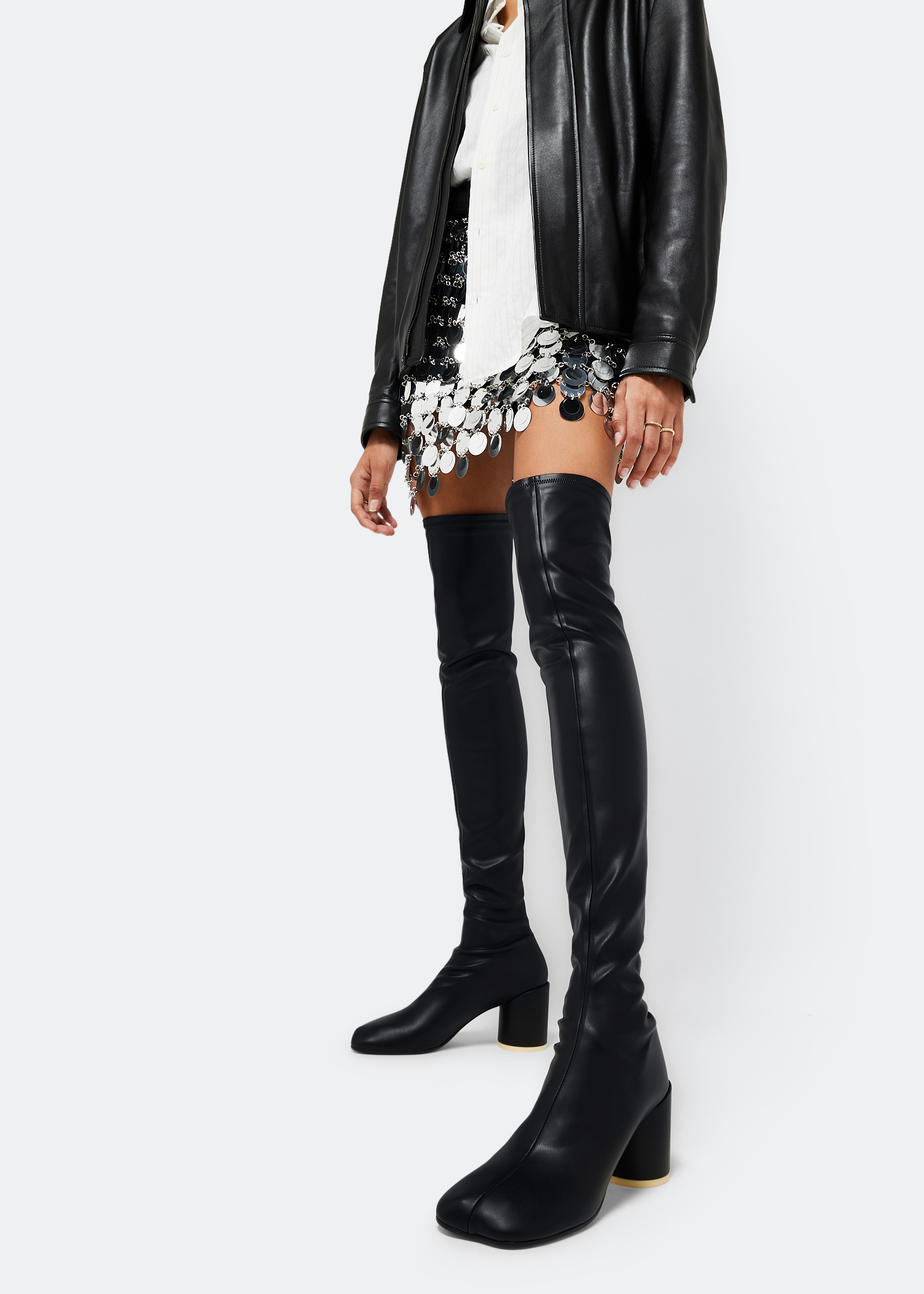 MM6 Anatomic thigh-high boots for Women - Black in UAE