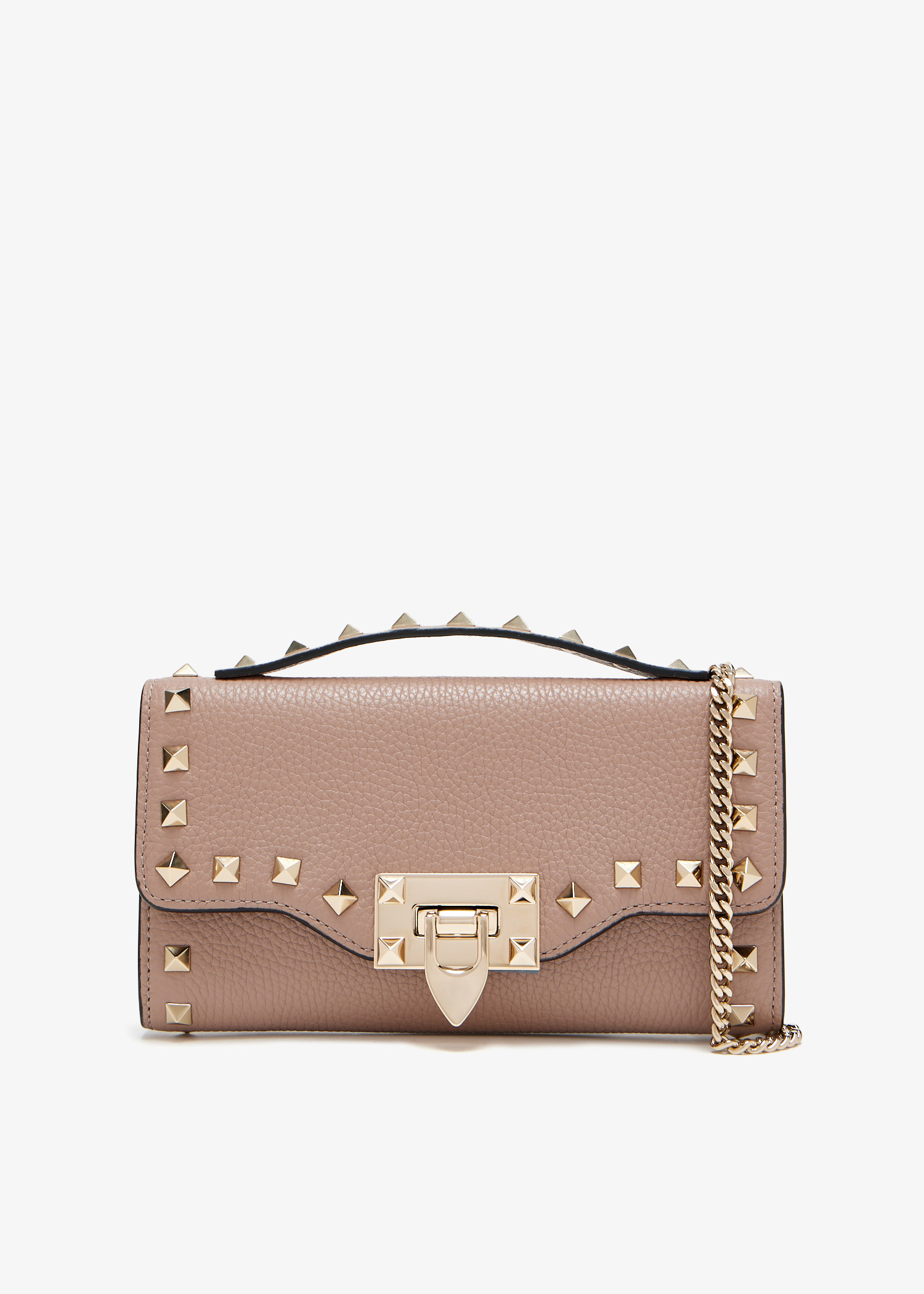 【関税＆送料込み】Valentino Garavani Rockstud Chain Wallet Valentino Garavani Rockstud chain wallet for Women - Beige