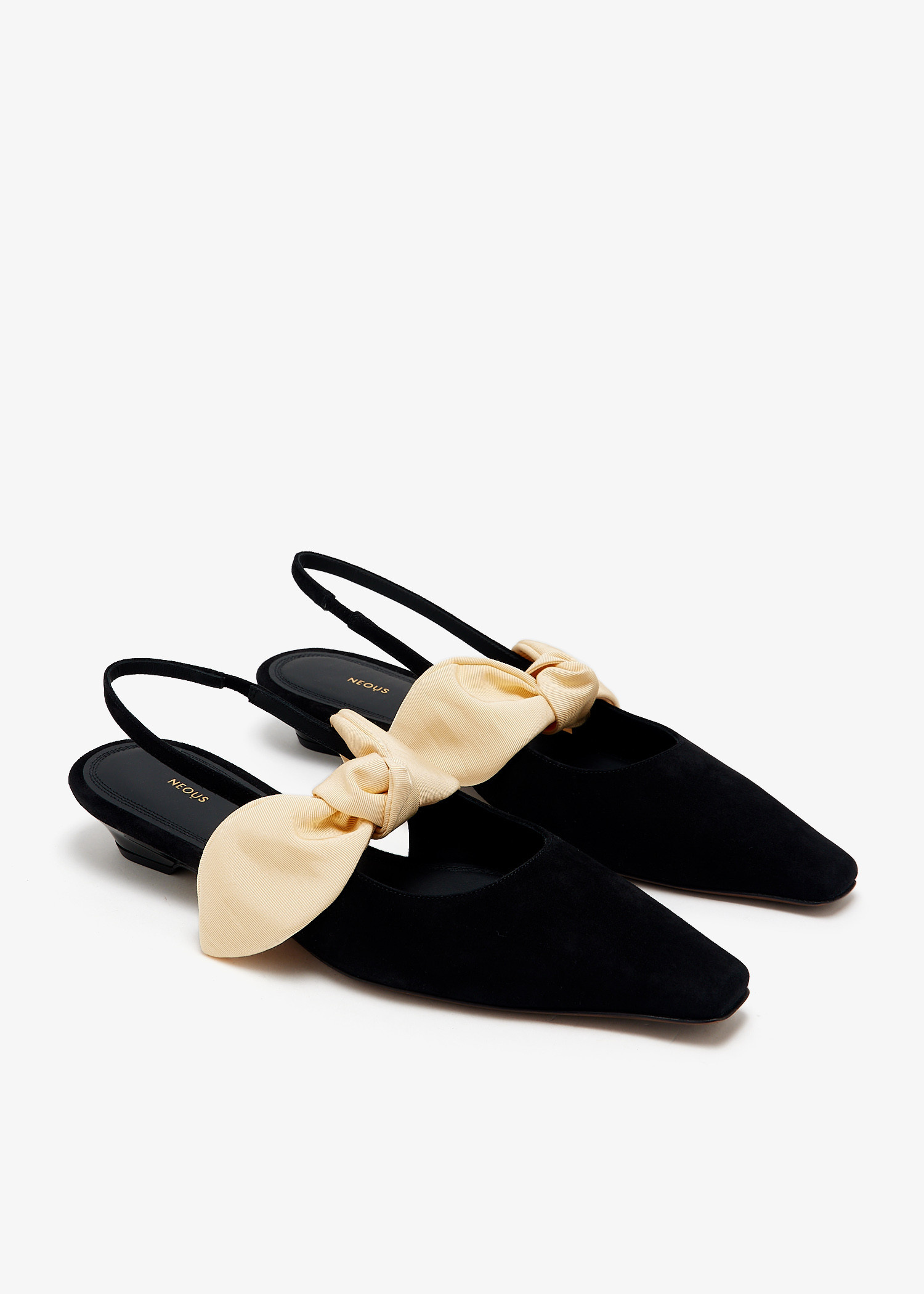 フラットシューズ Huekkyang Harmony Patent Black Flats TT00057-NOIR Harmony Velvet Bow Slingback Flat, Black | Chinese Laundry