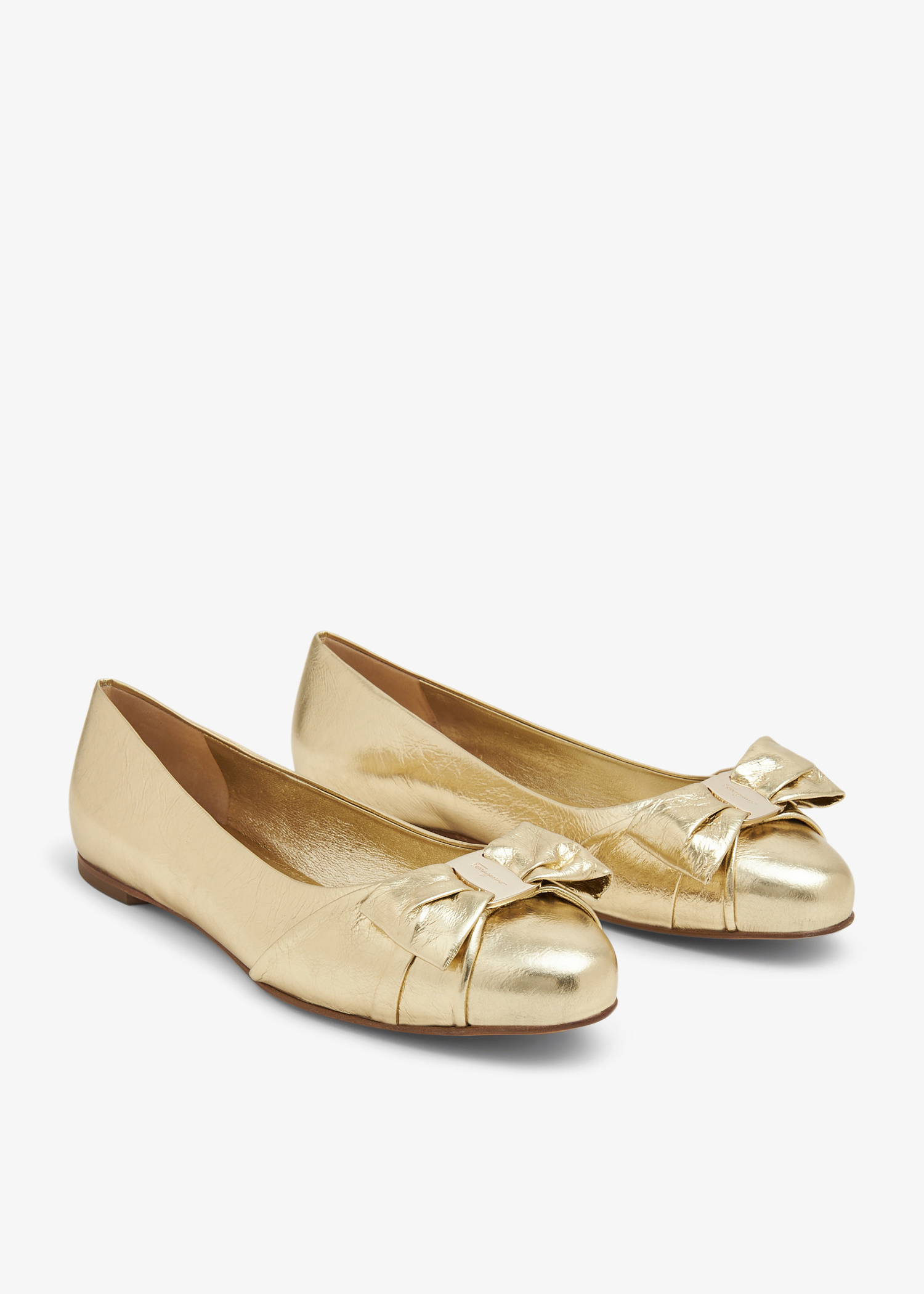 【送料&関税込】Ferragamo Vara Bow Ballet Flats Ferragamo Vara bow ballet flats for Women - Gold in UAE