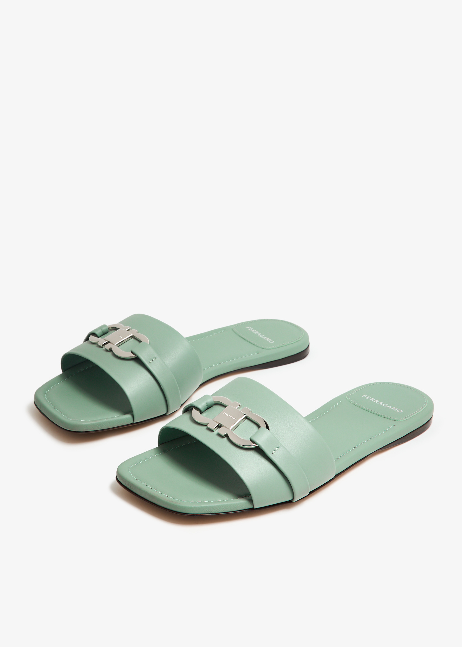 Ferragamo Leah flat sandals for Women - Green in UAE | Level Shoes