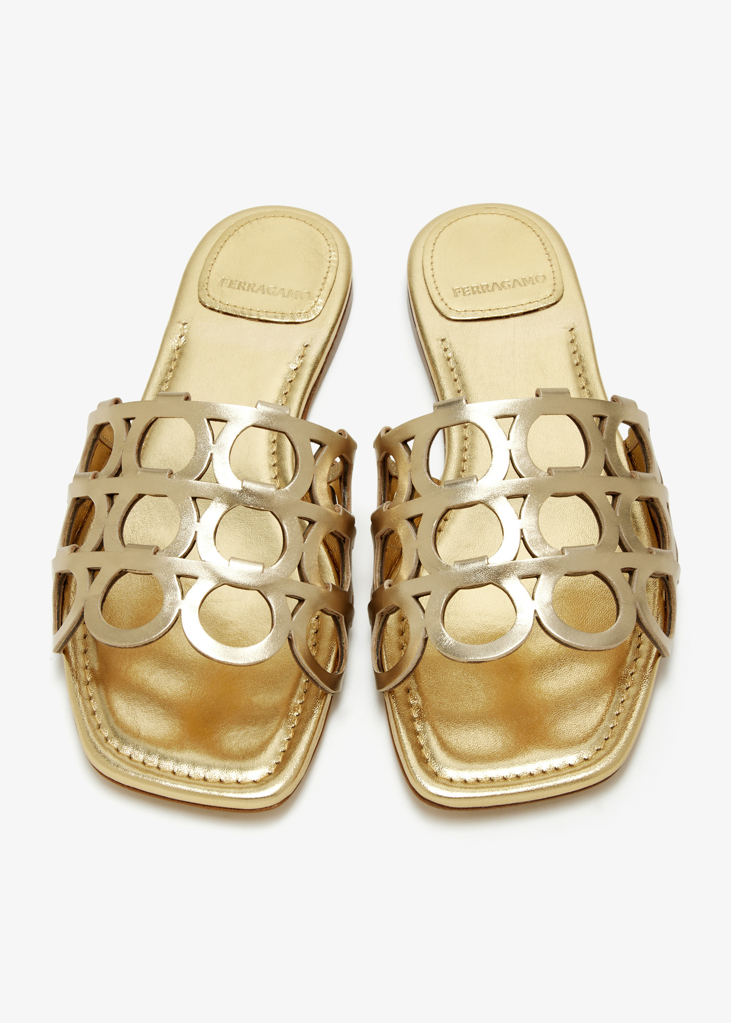Ferragamo Gancini slide sandals for Women - Gold in UAE