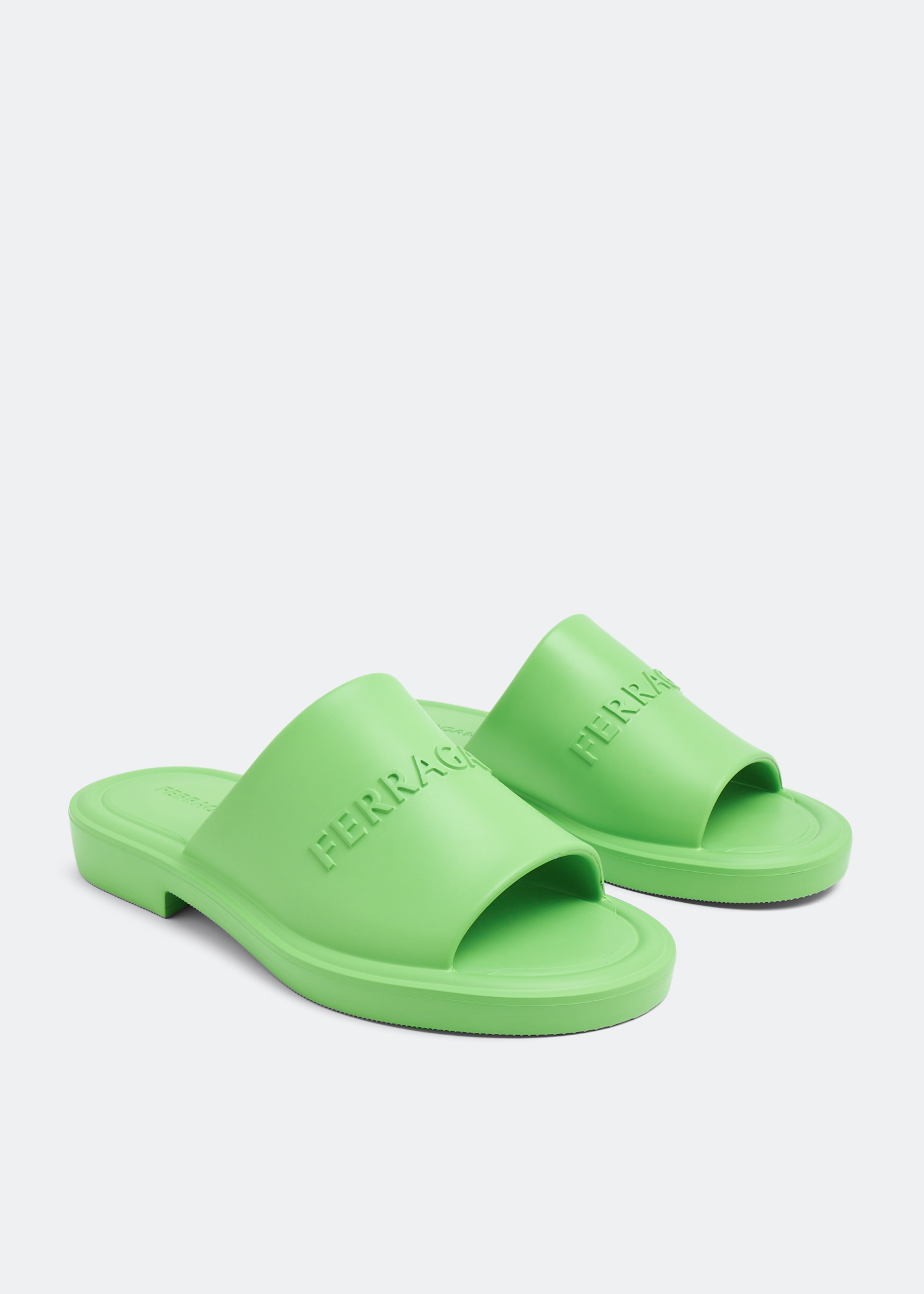 Salvatore Ferragamo Mens Gancini Rubber Flip Flop Sandals Green Brown Italy Salvatore Ferragamo Logo Size 45 Navy Blue Canvas Criss  main image 2