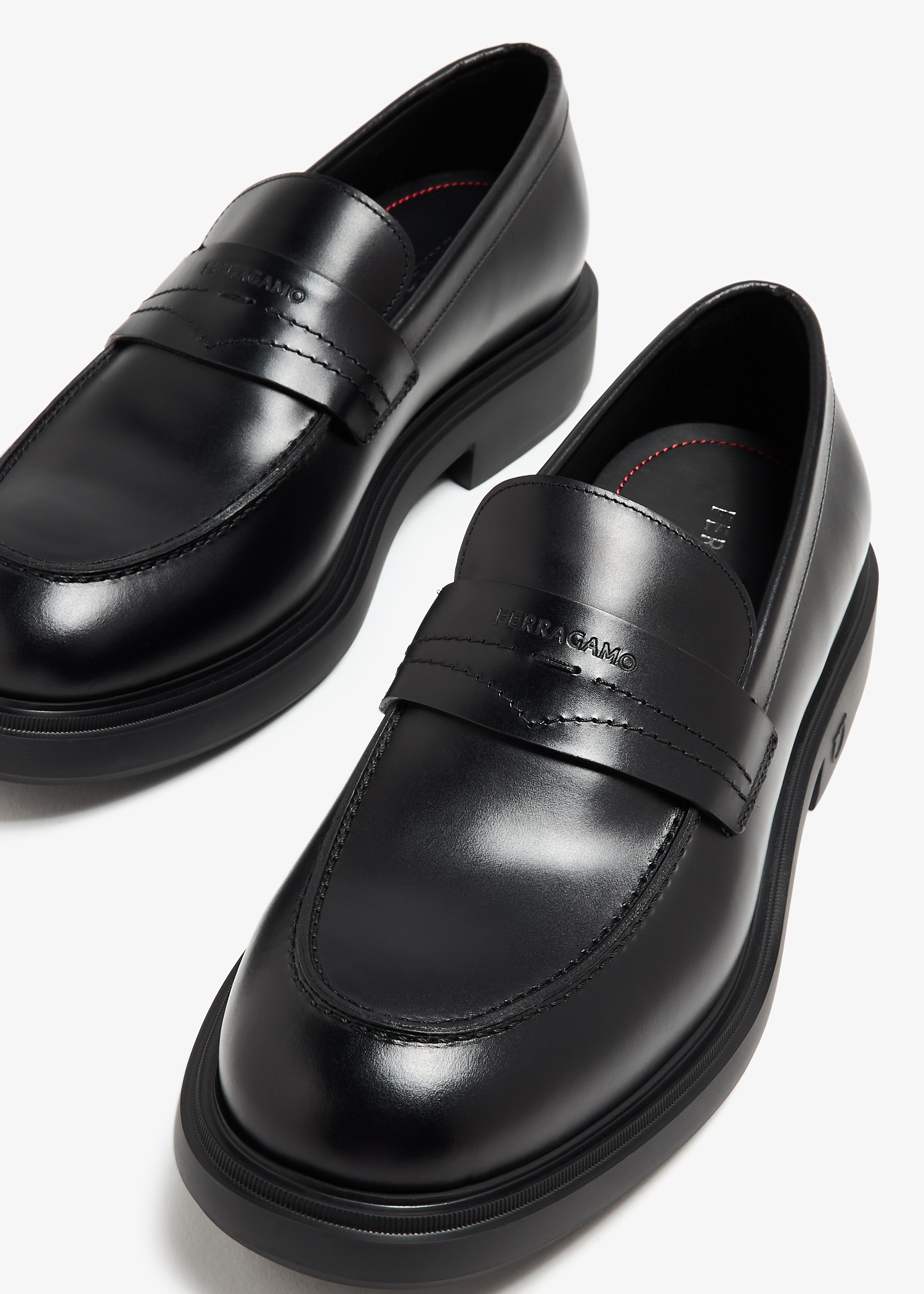 Salvatore Ferragamo Ponza” black calf slip on penny loafers display picture 1