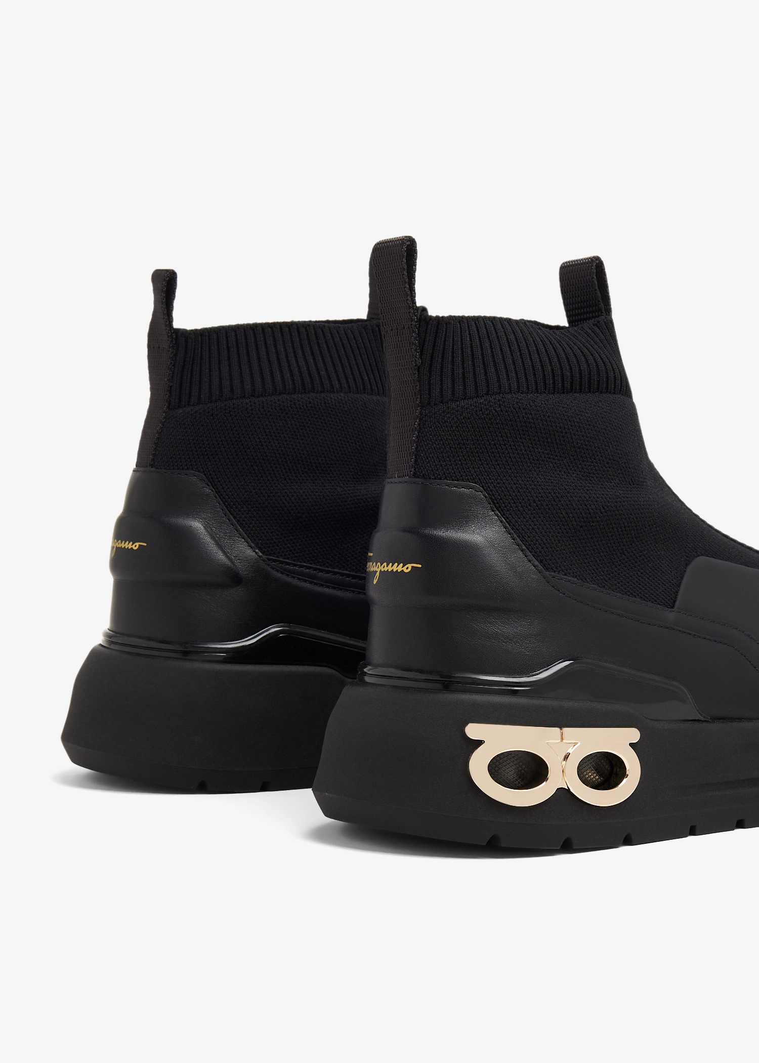 スニーカー FERRAGAMO Black Cosma Sock High-Top Sneakers Woman 19608030_43856026_600.jpg