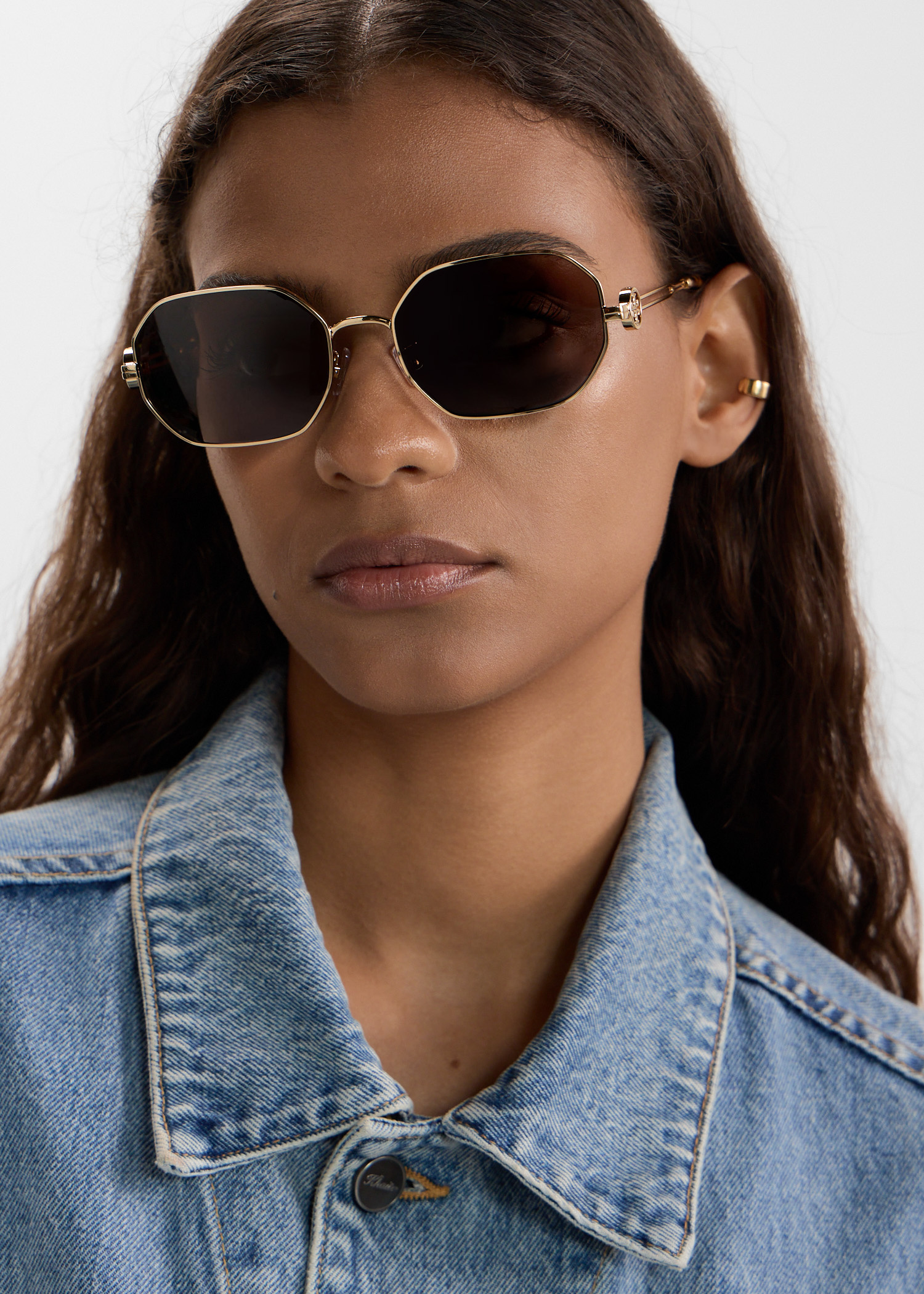 Tory Burch Miller metal oval sunglasses for Women - Gold in USA