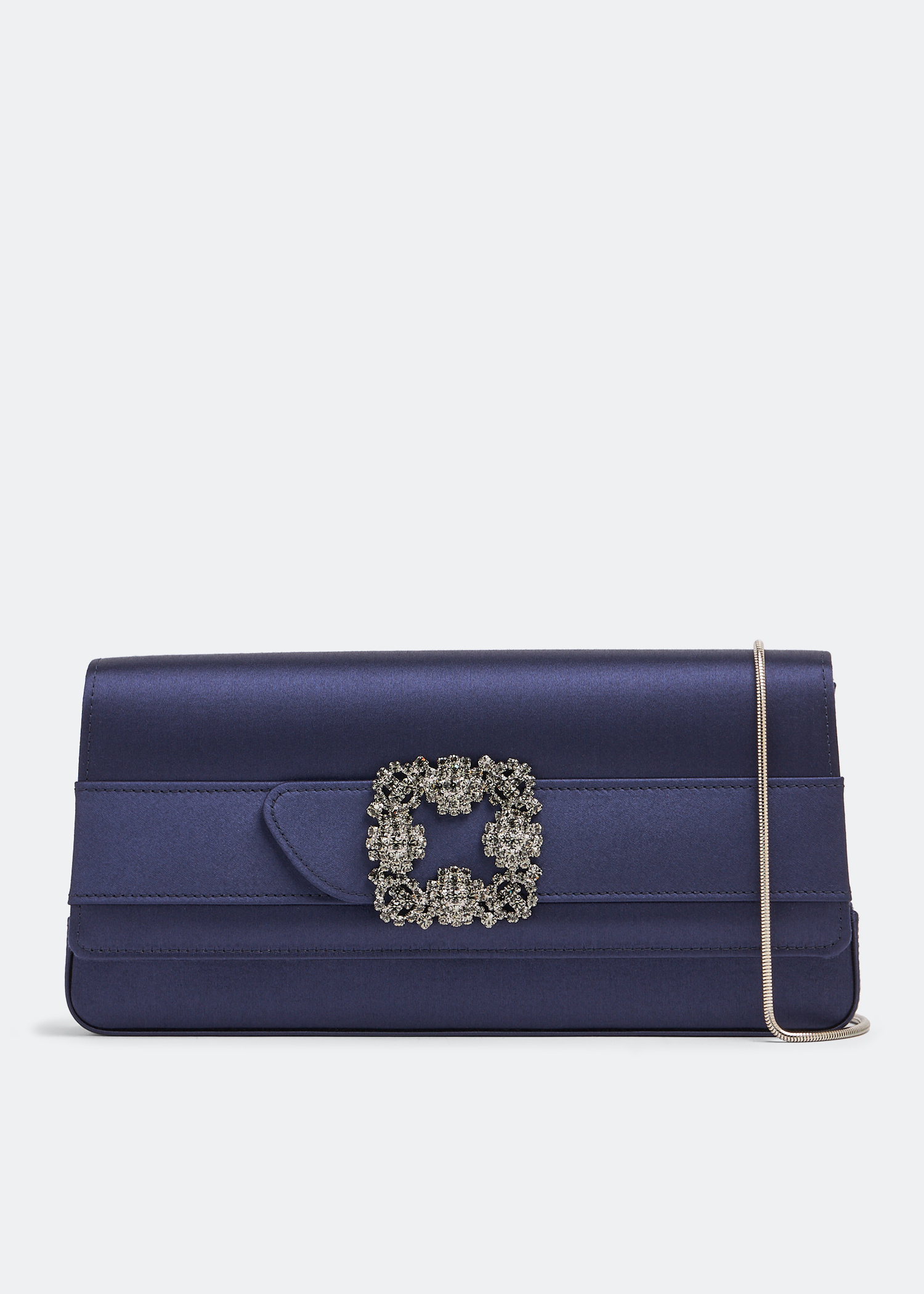 2025SS【MANOLO BLAHNIK】黒と黄色のシルク刺繍クラッチ Manolo Blahnik Gothisi satin clutch for Women - Blue in
