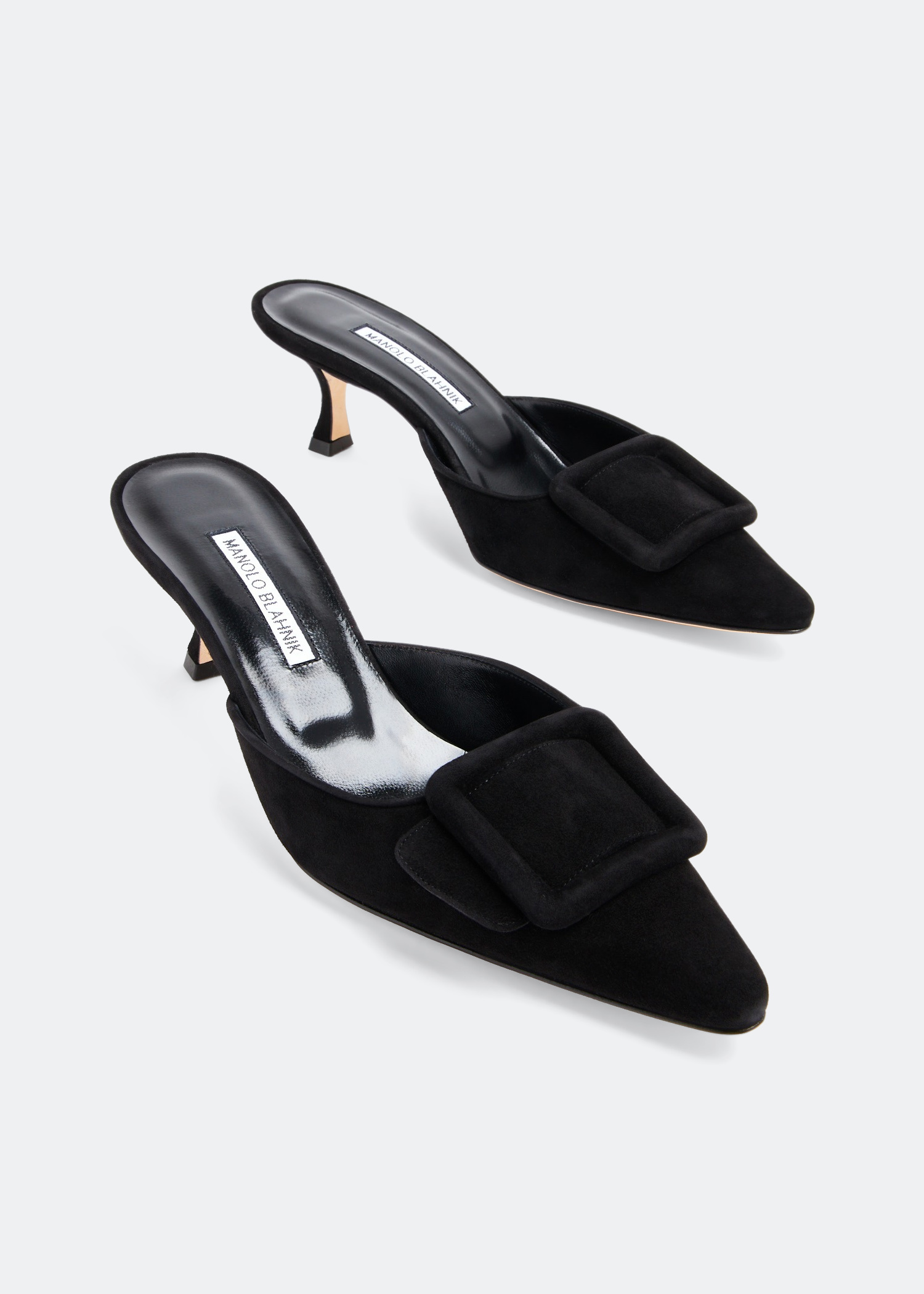 MANOLO BLAHNIK ブラックミュール Manolo Blahnik - Thalitsli Black Dual Buckle Slingback