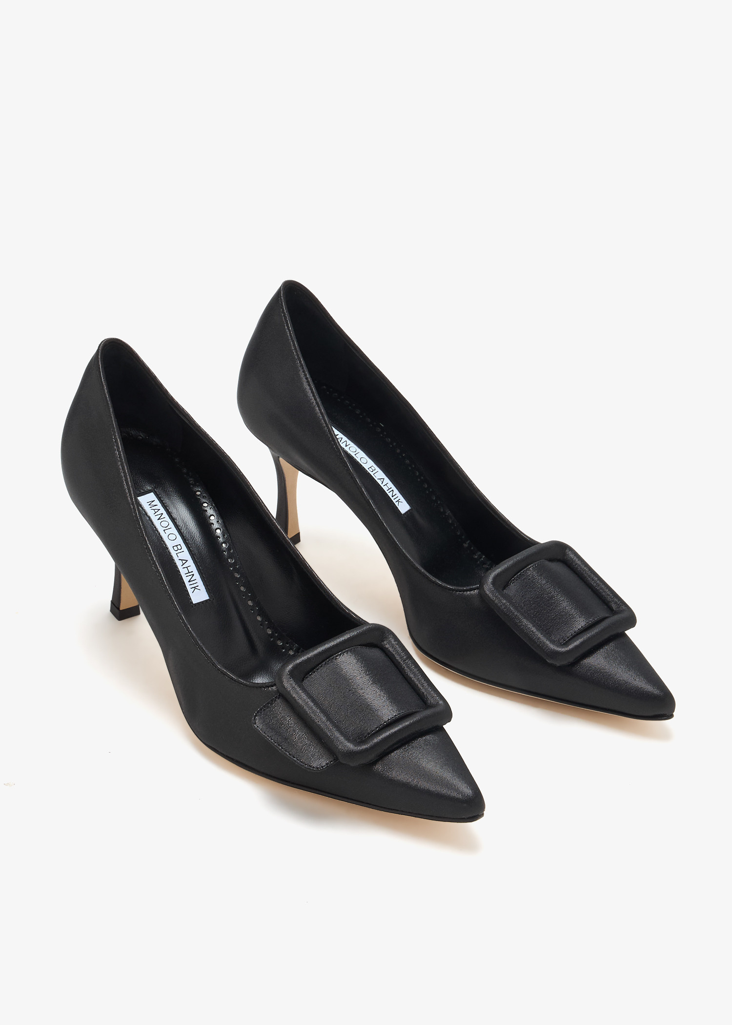 GWセール美品 MANOLO BLAHNIk MAYSALE ダークグレー　36 Manolo Blahnik - Maysale Gray Embossed Leather Buckle Pump, 50mm