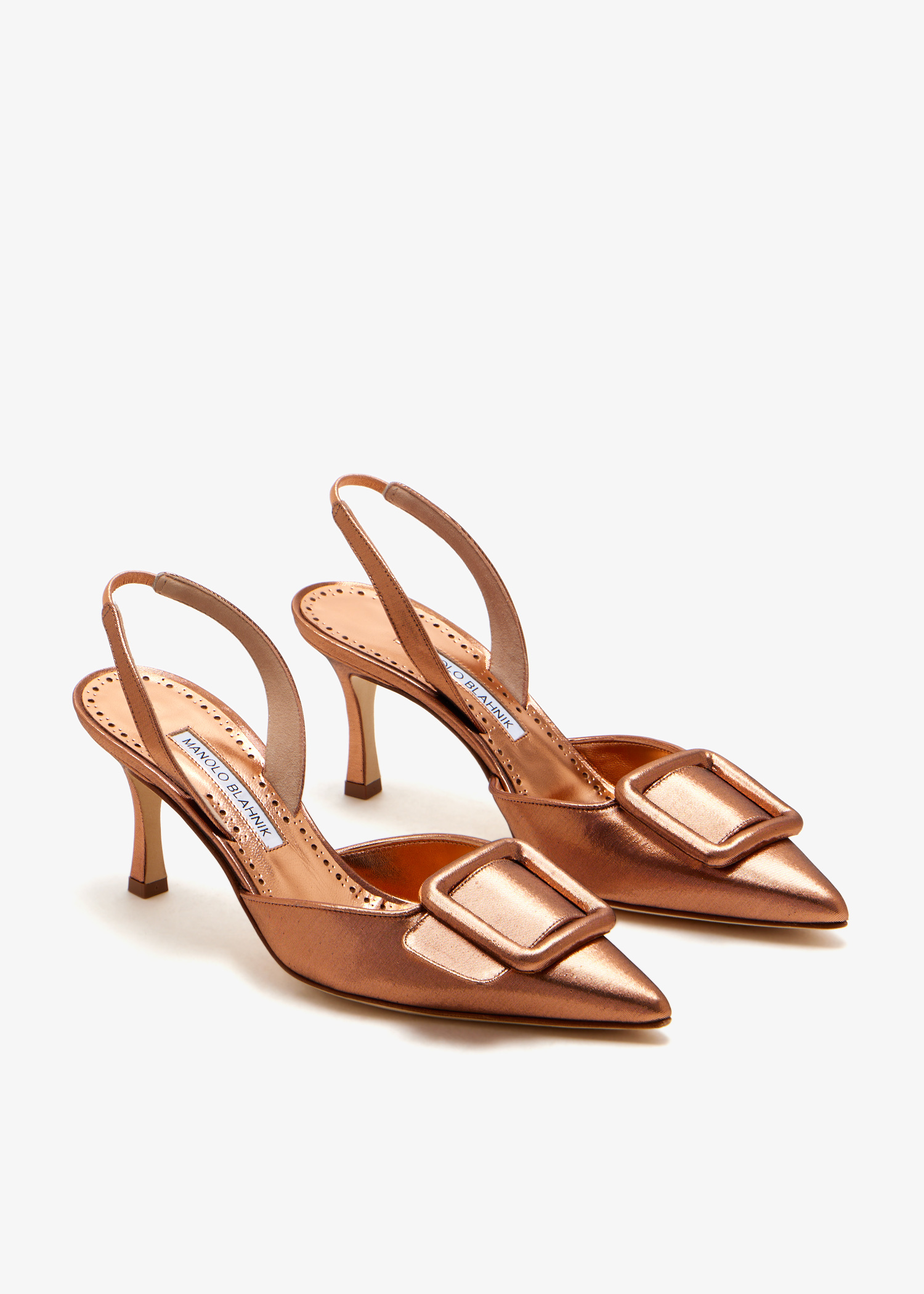 新品未使用MANOLO BLAHNIK ブラウン スリングバック Maretsli 50 leather slingback pumps in brown - Manolo