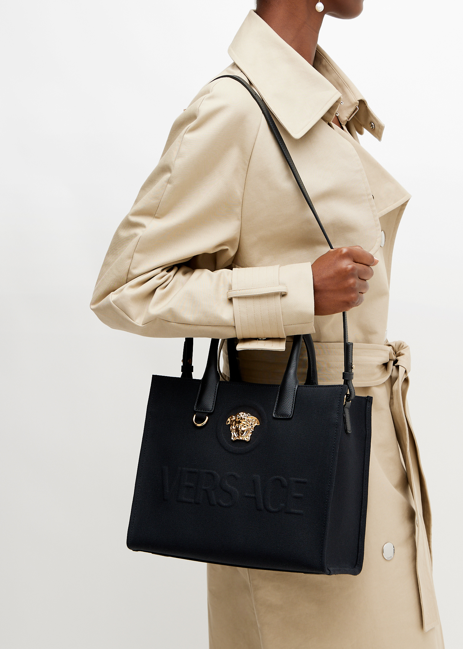 Versace Logo tote bag for Women - Black in UAE | Level Shoes