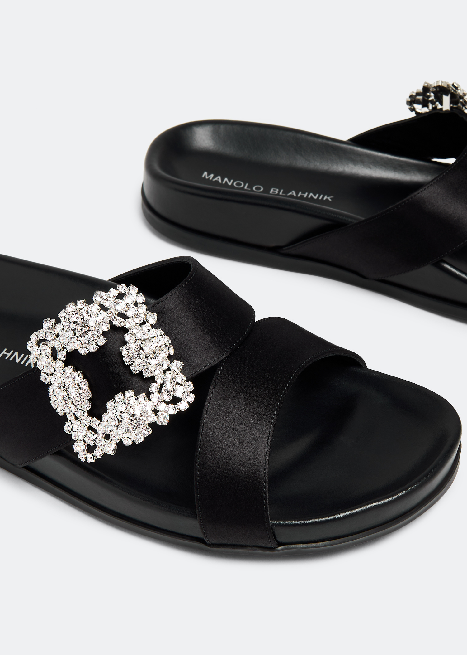 MANOLO BLAHNIK FLAT ウール MANOLO BLAHNIK Verizzo bow-detailed suede-trimmed cotton