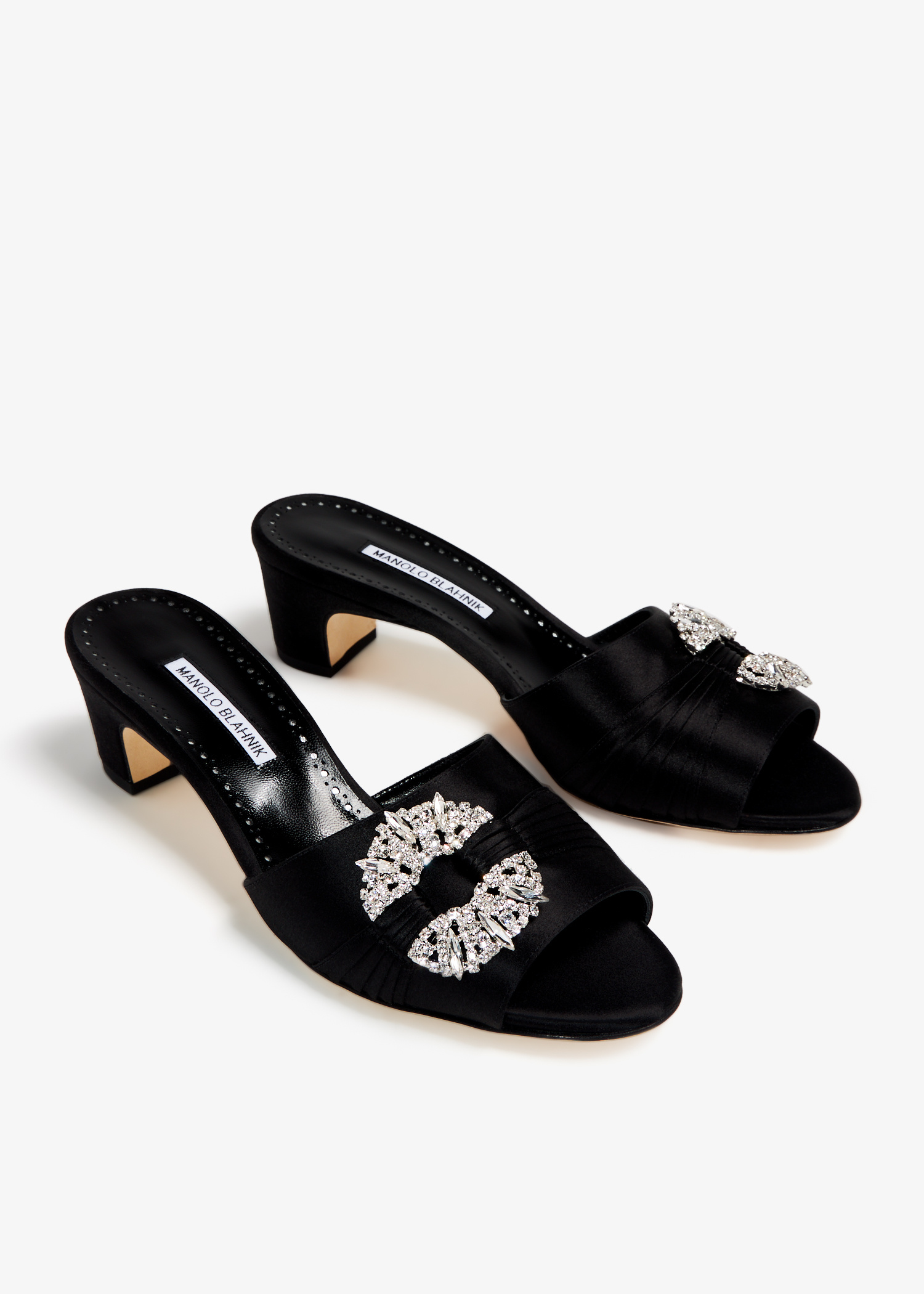 Manolo Blahnik Prinap satin sandals for Women - Black in USA