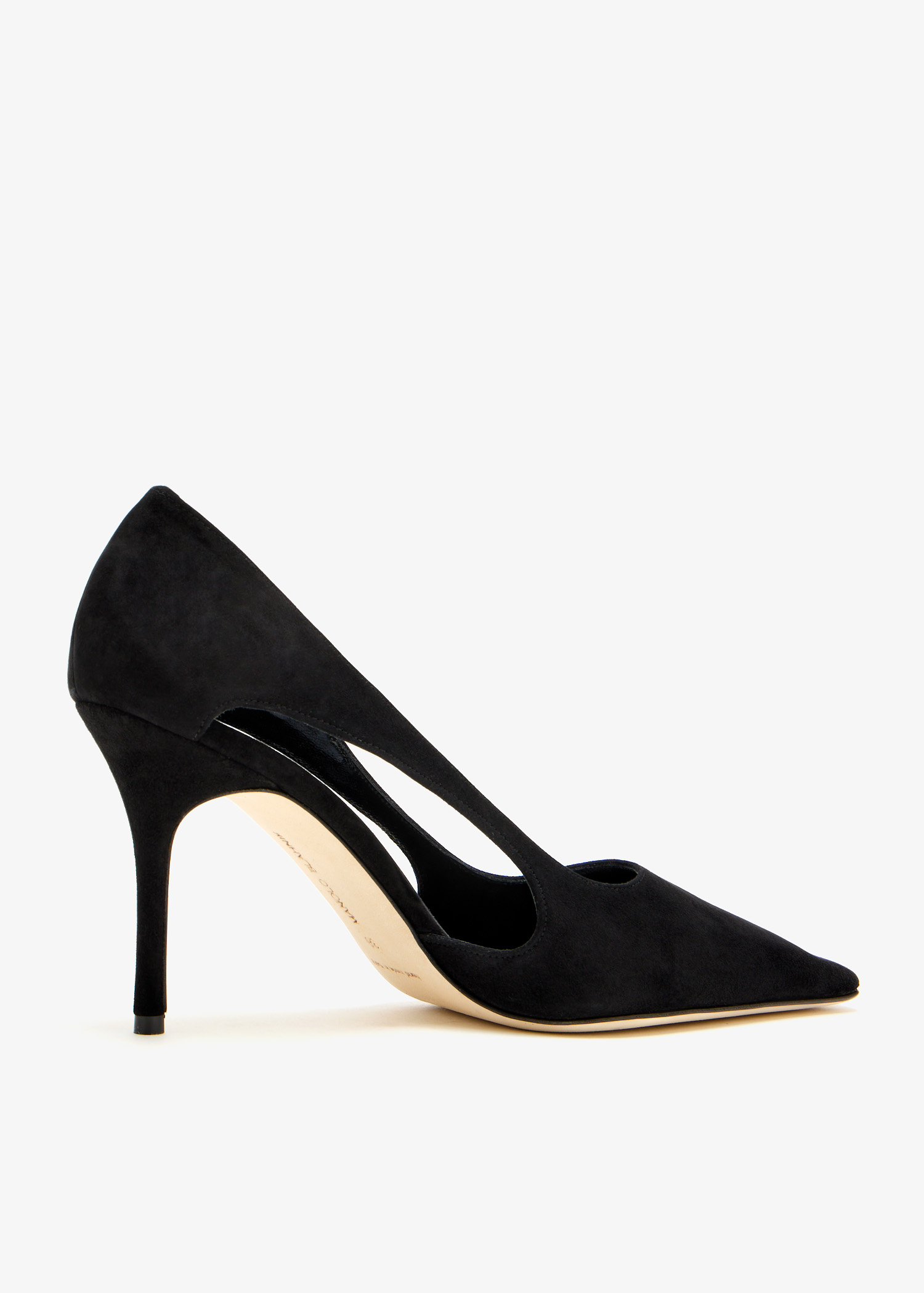 【良品】MANOLO BLAHNIK パンプス （38）ポイテッドトゥ　本革　黒 Manolo Blahnik Black/White Striped Pointed Toe Pumps Size 9