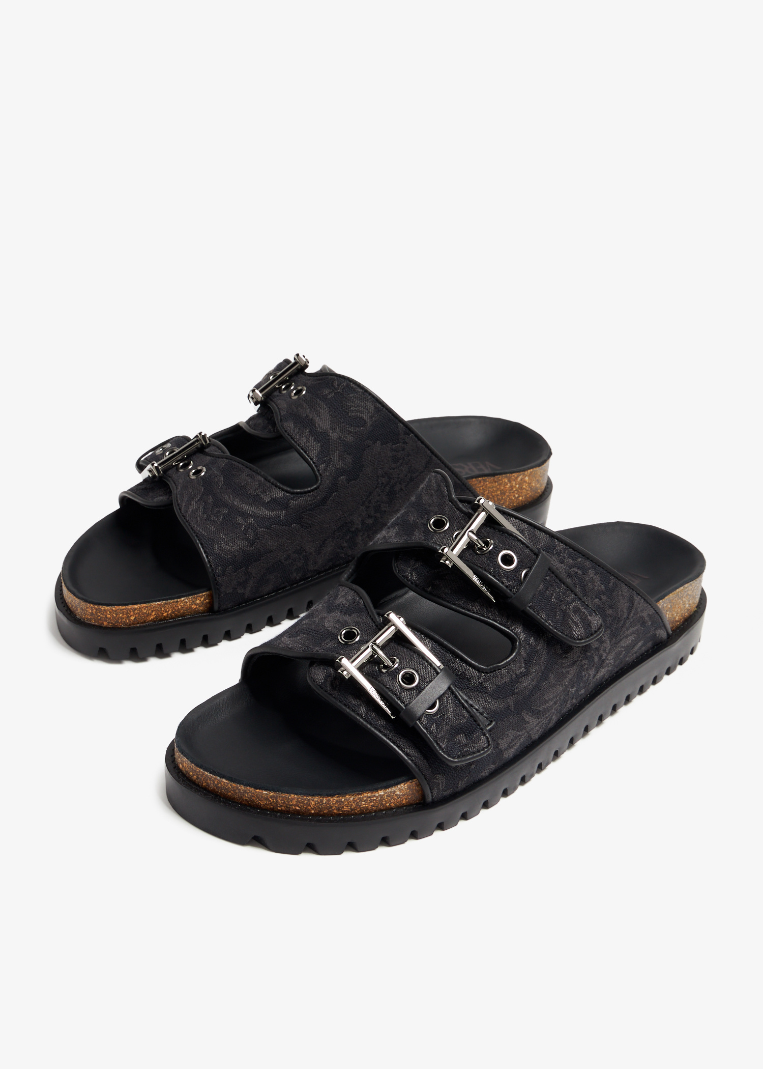 Versace Barocco jacquard sandals for Men - Black in USA | Level Shoes