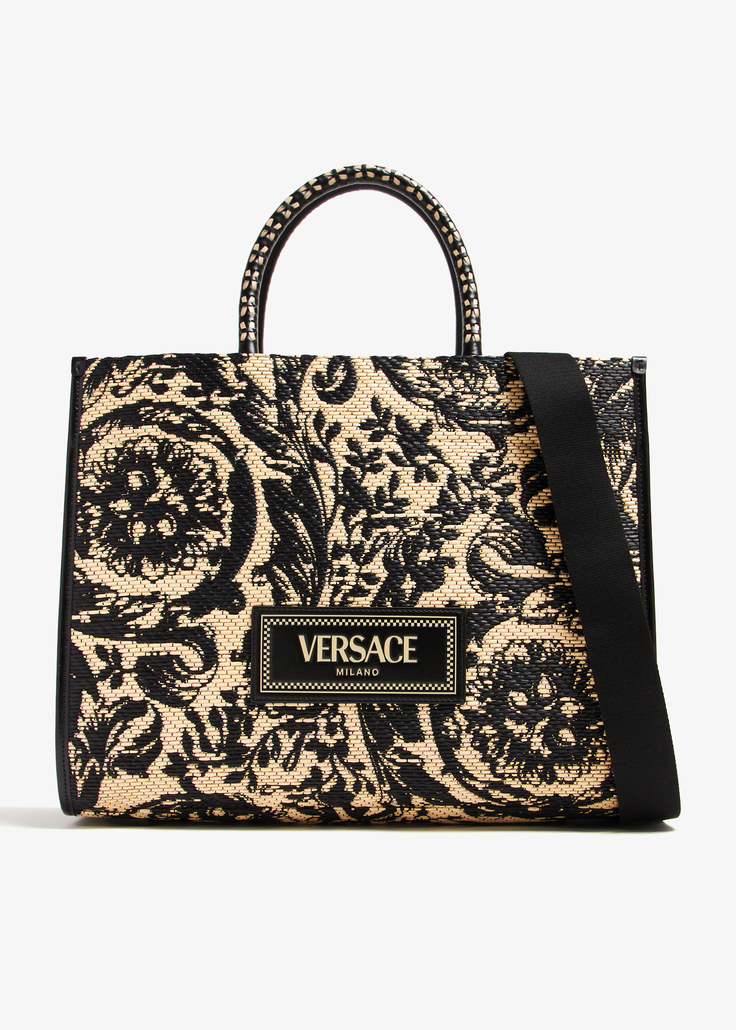 Versace Barocco Athena medium tote bag for Women - Black in USA