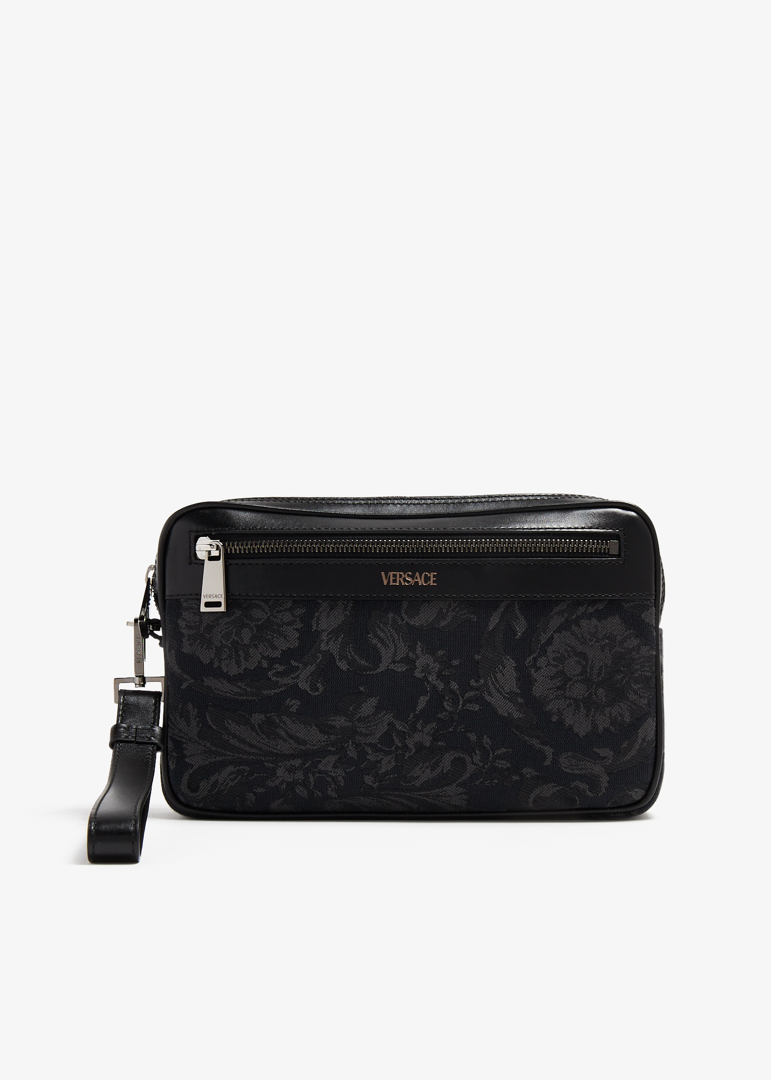 Versace★素敵！Fabric Barocco Jacquard Black Pouch Barocco Jacquard Pouch | VERSACE CA
