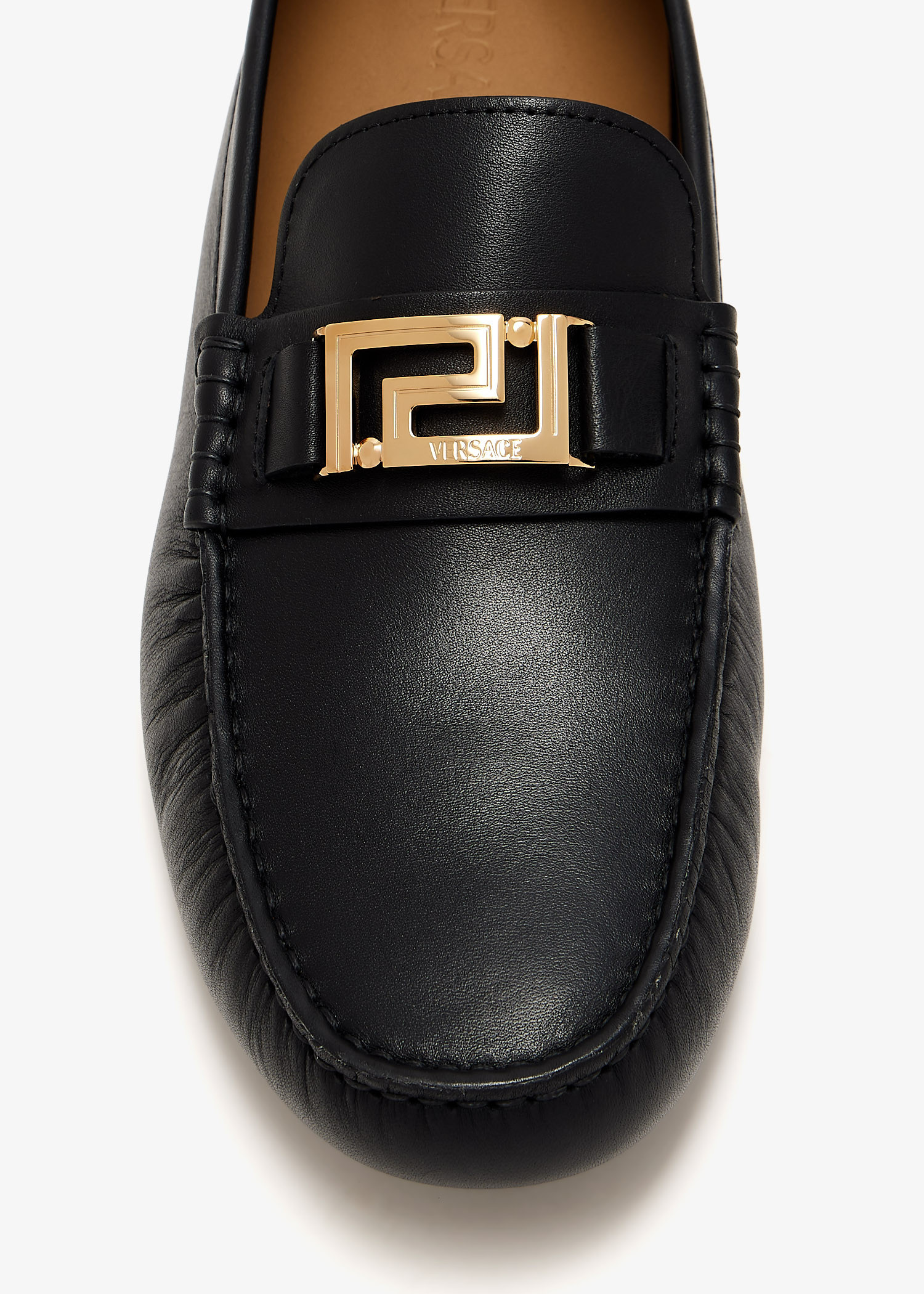 Versace La Greca Leather Driver Loafers Black Gold Men’s EU 42.5/US 9.5 Versace Black Greca Leather Loafers Versace main image 3