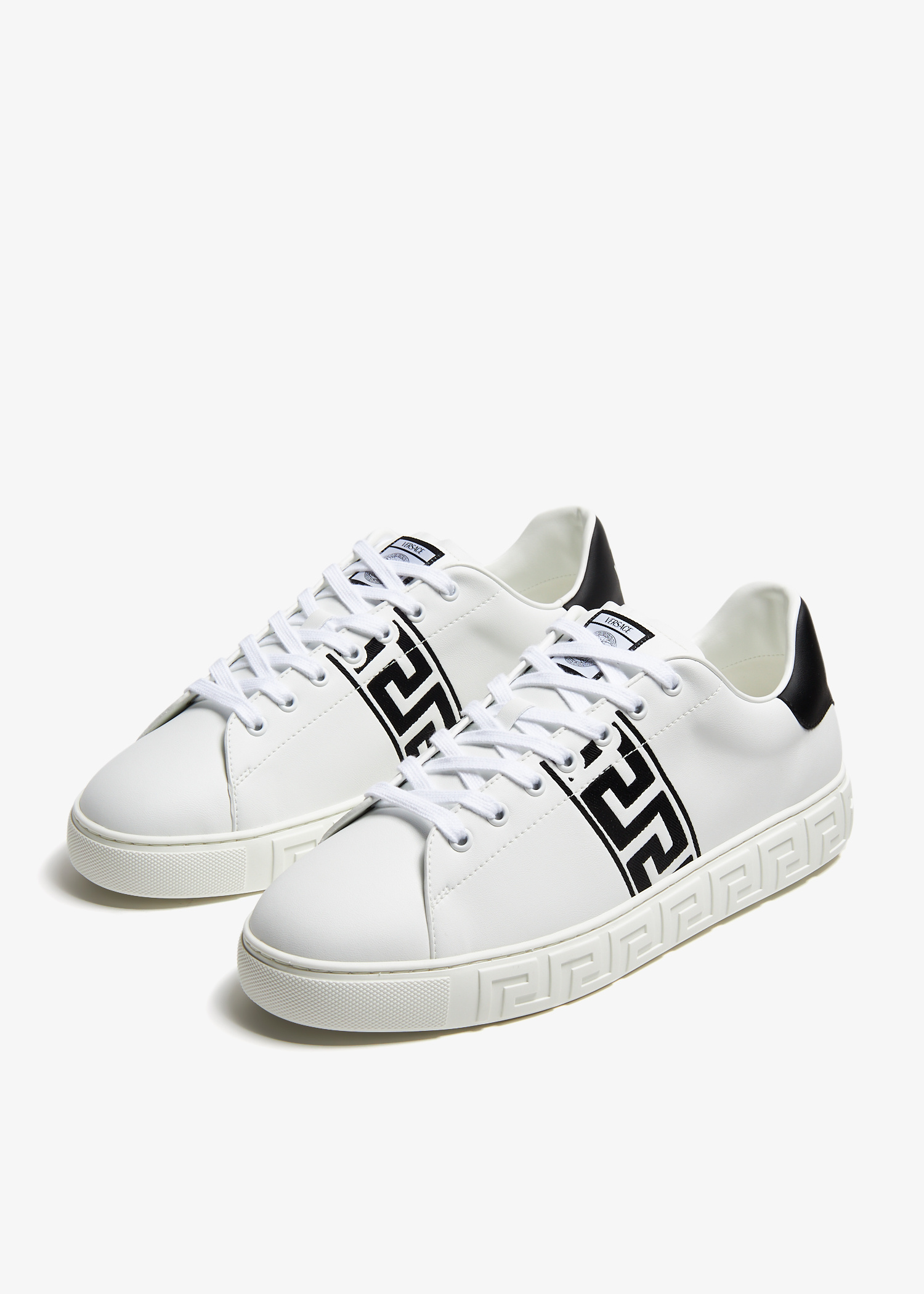 スニーカー VERSACE  Versace Sneakers Men Leather White/Grey Versace Greca sneakers for Men - White in UAE | Level Shoes
