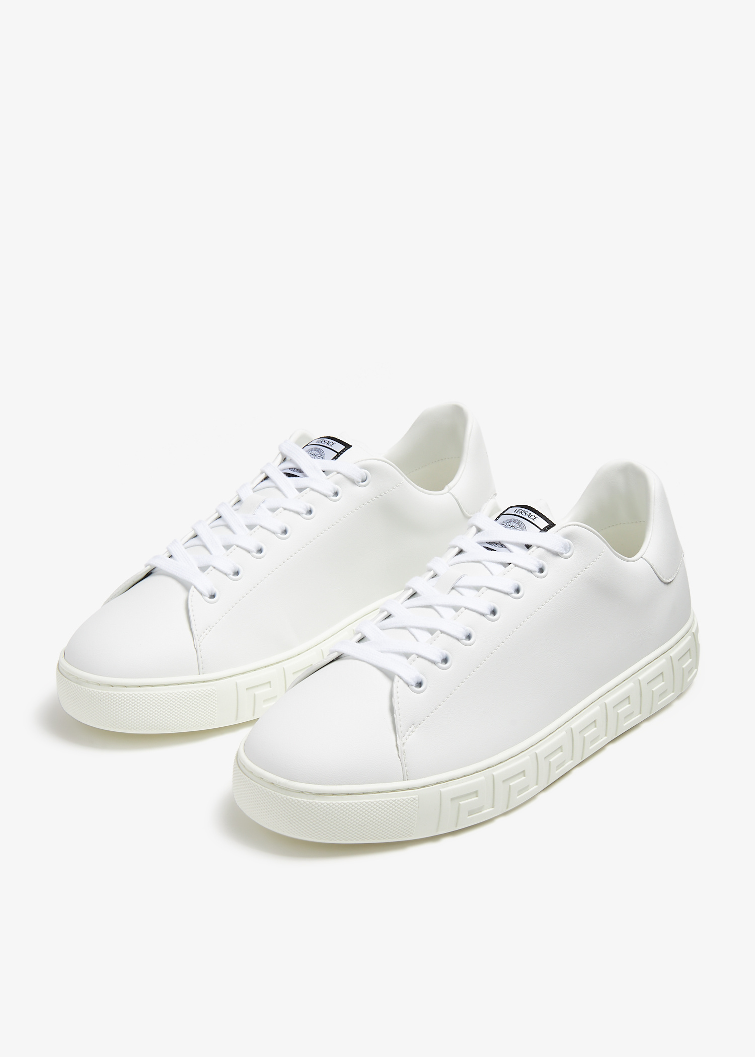 スニーカー Low Top Sneakers - Versace - Leather - White Versace Men's 100% Leather White Logo Print Fashion Sneakers