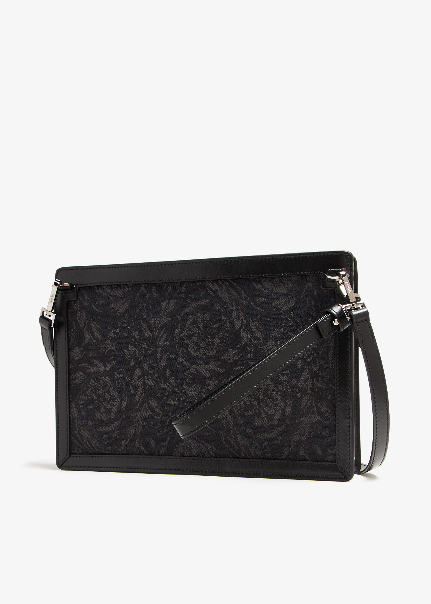 Versace★素敵！Fabric Barocco Jacquard Black Pouch Barocco Jacquard Pouch | VERSACE CA