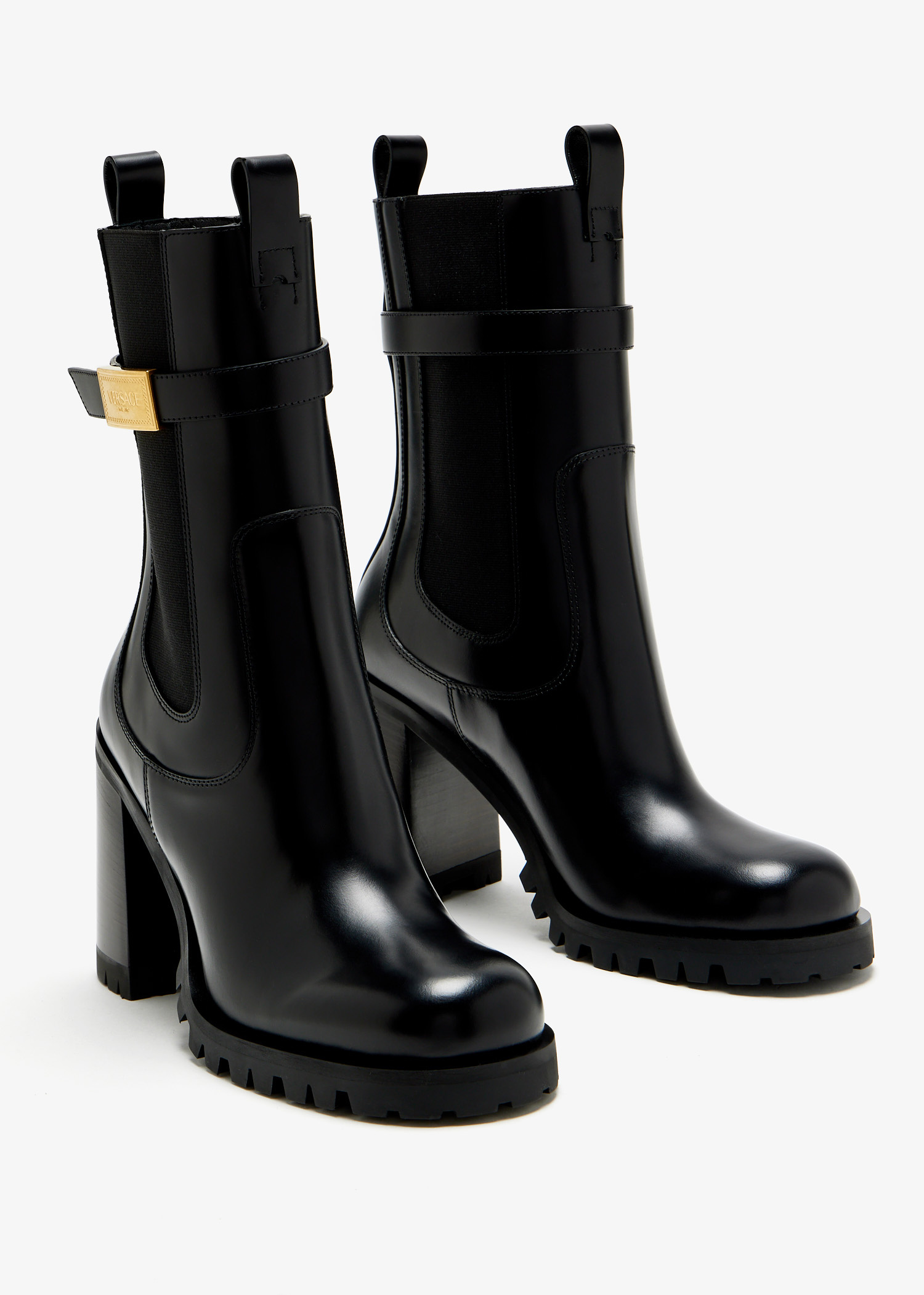 2/22〆versace archive l-studs boots Versace Leda 85 boots for Women - Black in UAE | Level Shoes