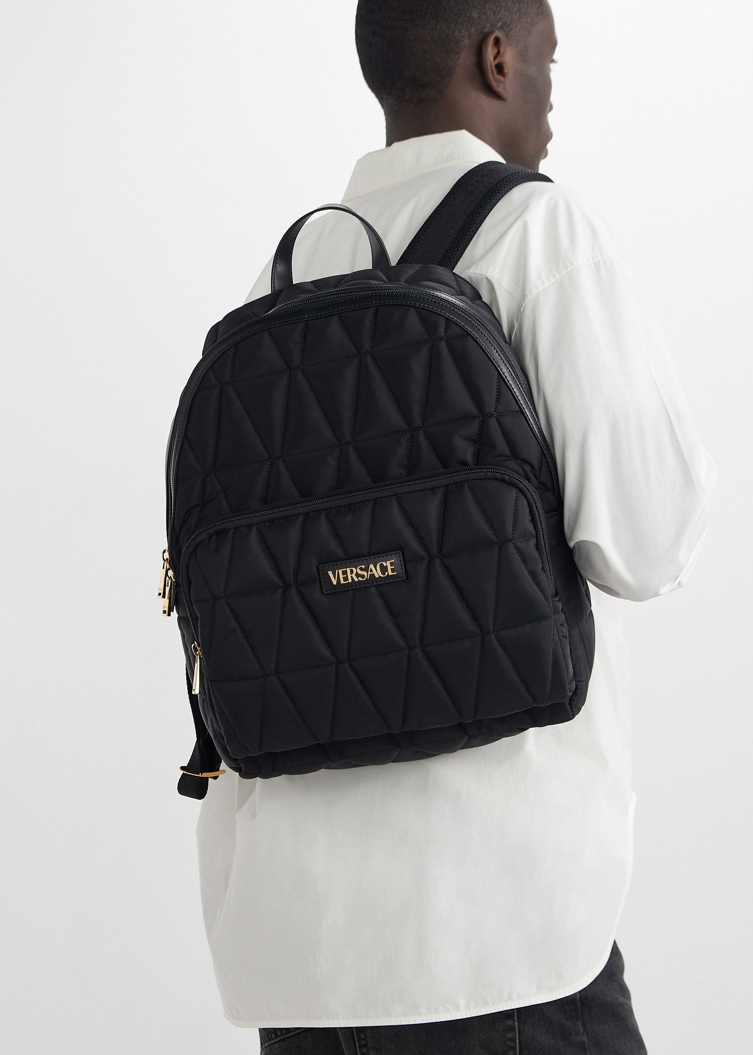 Versace Quilted backpack for Men - Black in UAE | Level Shoes