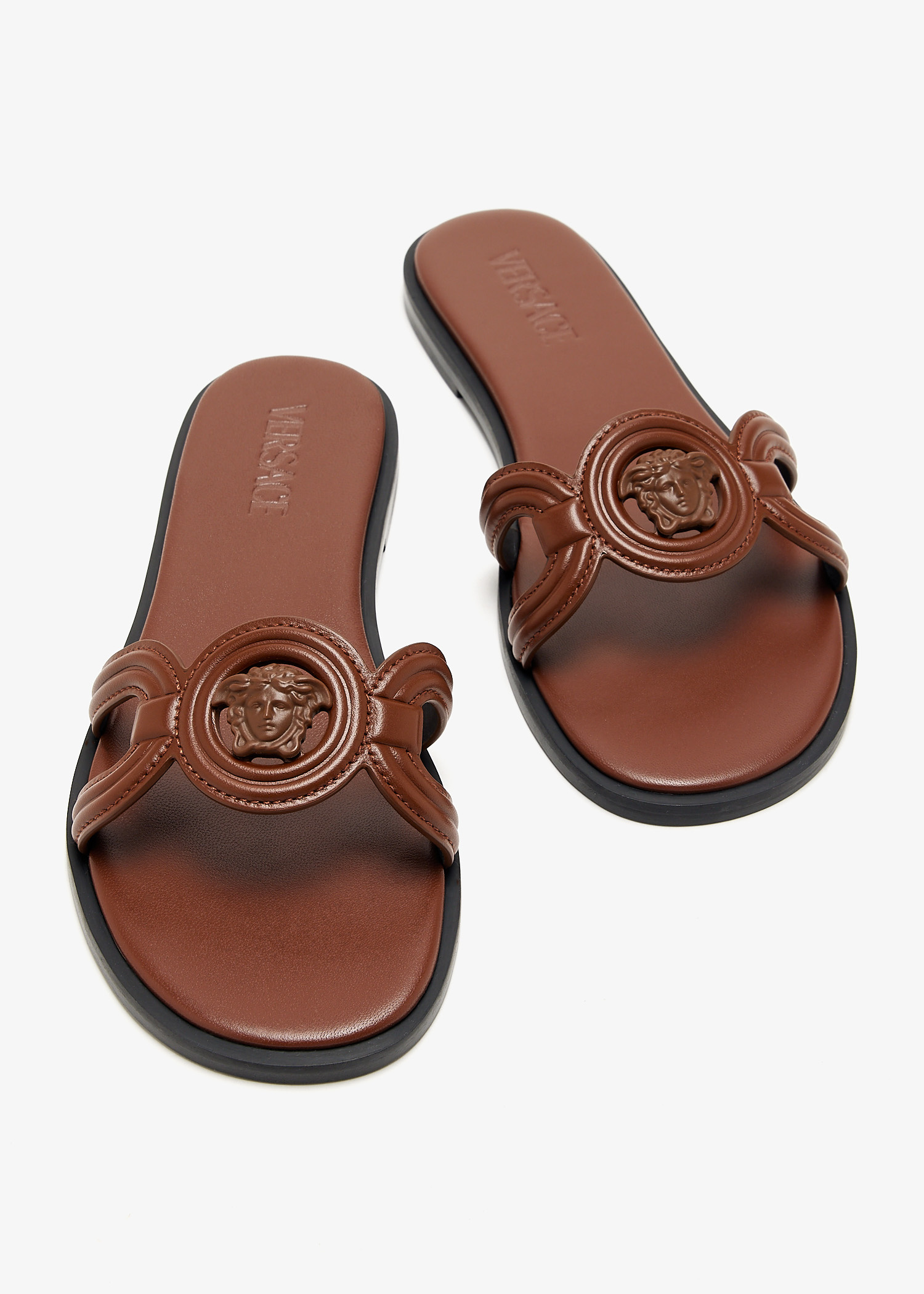 Versace Brown Sandal with Gold Medusa Emblem display picture 3