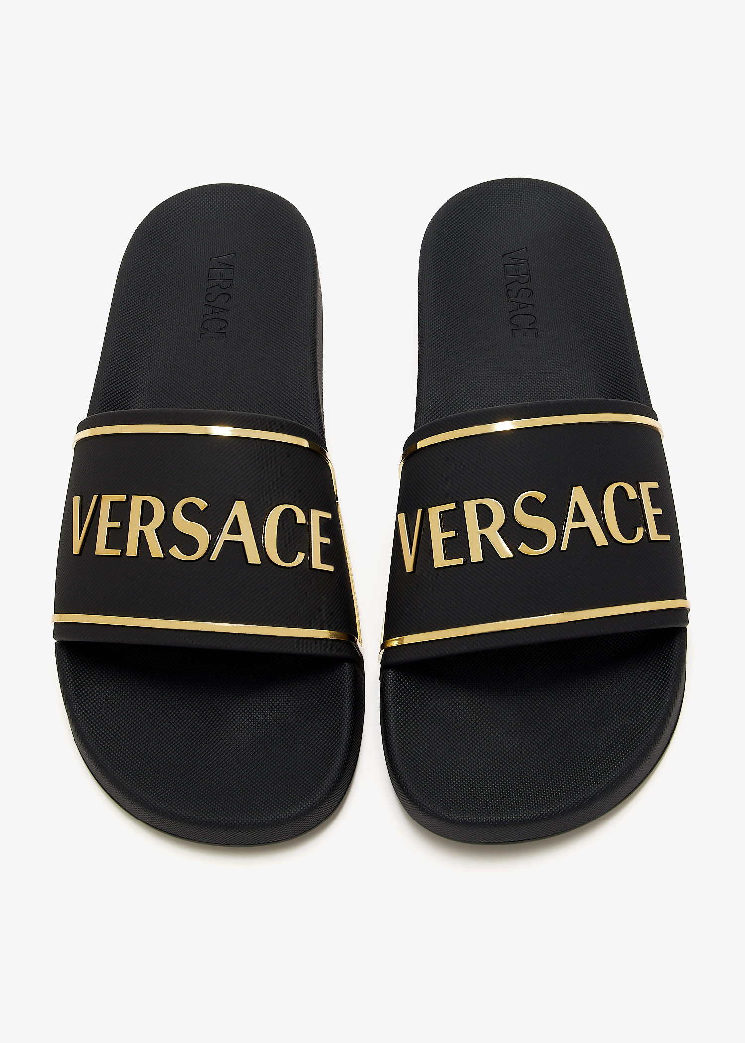 Versace Logo slides for Men - Black in UAE | Level Shoes
