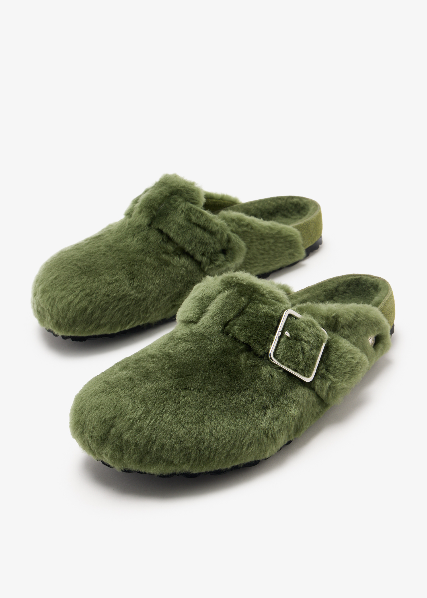 FREAK'S STORE 別注スノードン グリーン サイズ38 Birkenstock Boston 1774 Shearling narrow-width clogs for Women
