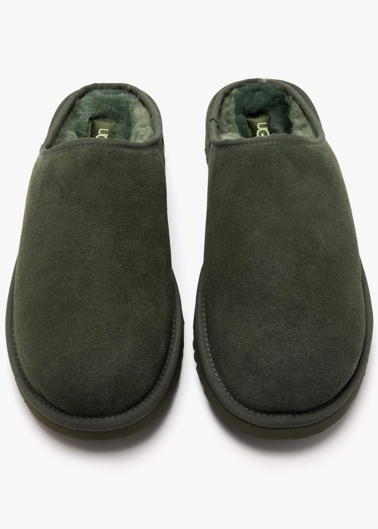 ?UGG Men’s Green Slip On Suede Fur Slippers UGG ASCOT MOSS GREEN SUEDE SLIPPERS MOCCASINS SHOES SIZE US  main image 4