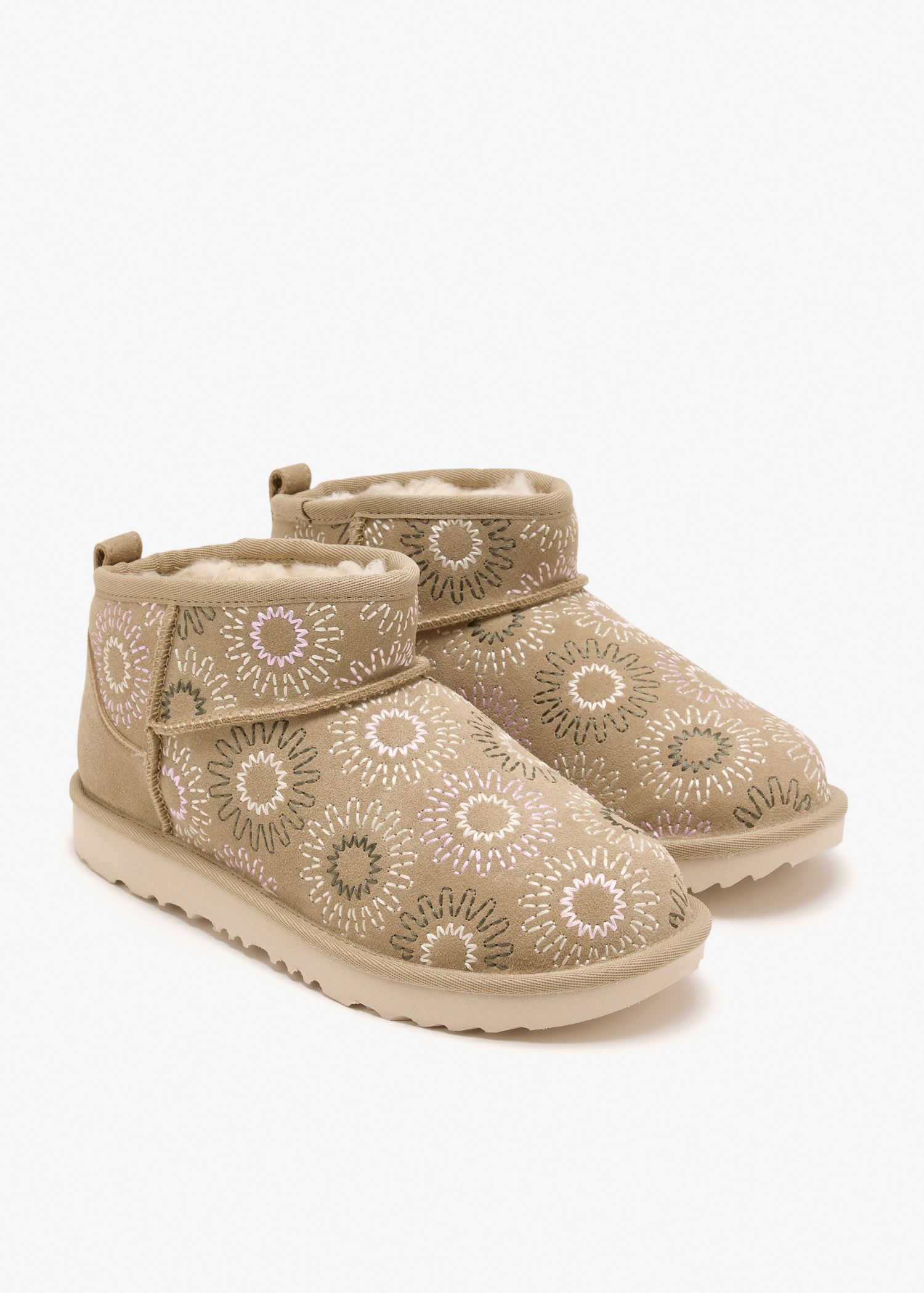 UGG Classic Ultra Mini Sun Stitch boots for Girl - Beige in USA