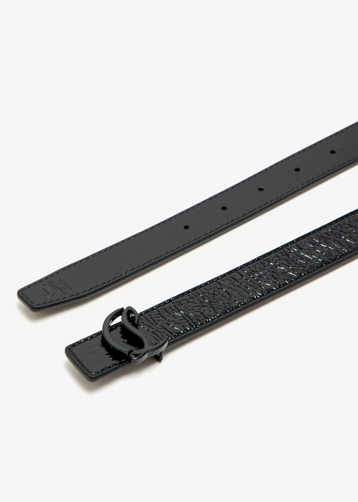 New Christian Louboutin Loubi54 patent leather women belt, black, size 95 Christian Louboutin CL Logo Belt 25MM in Alligator Embossed  main image 3