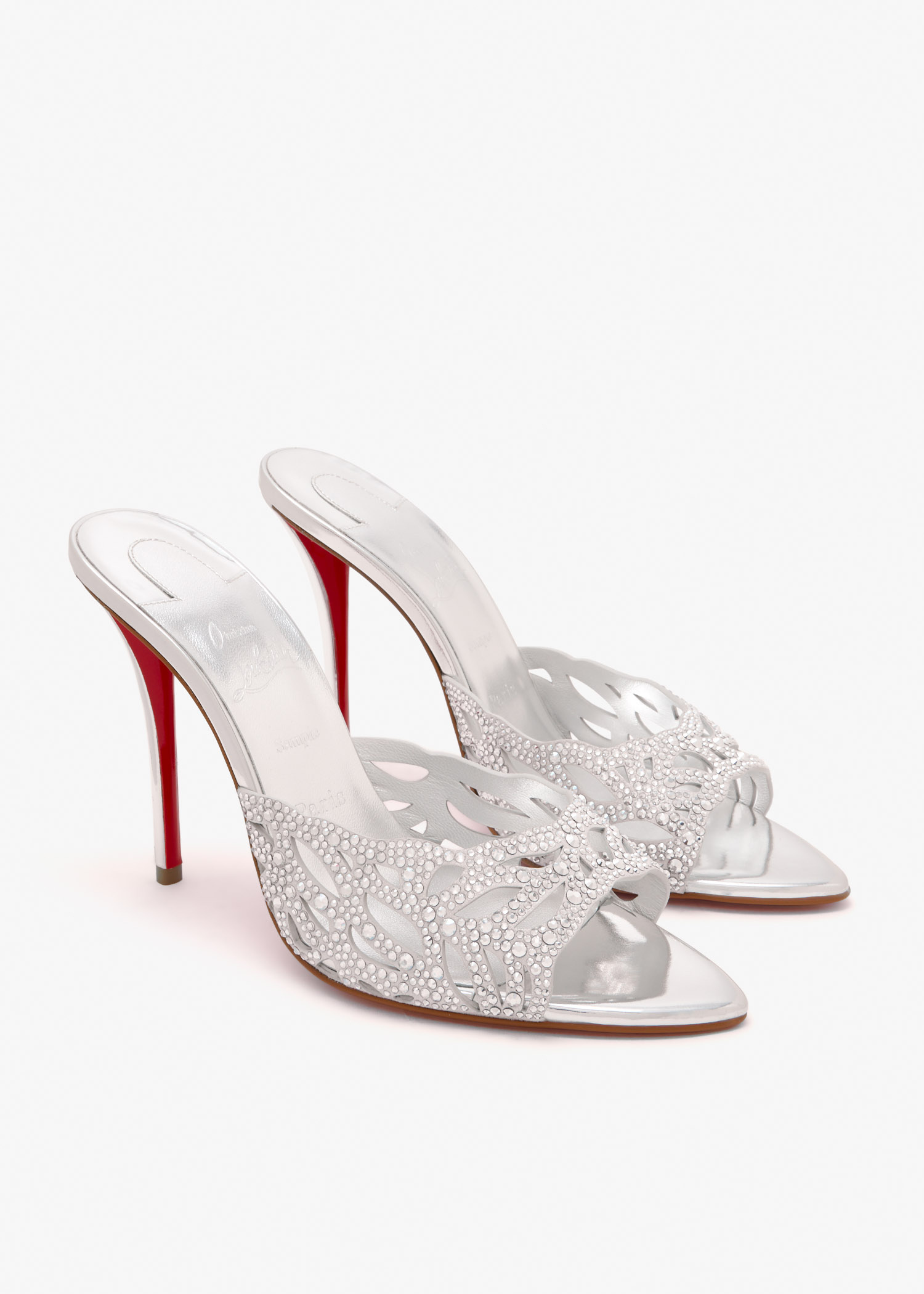 Christian Louboutin Lasera 100 strass mules for Women - Silver in