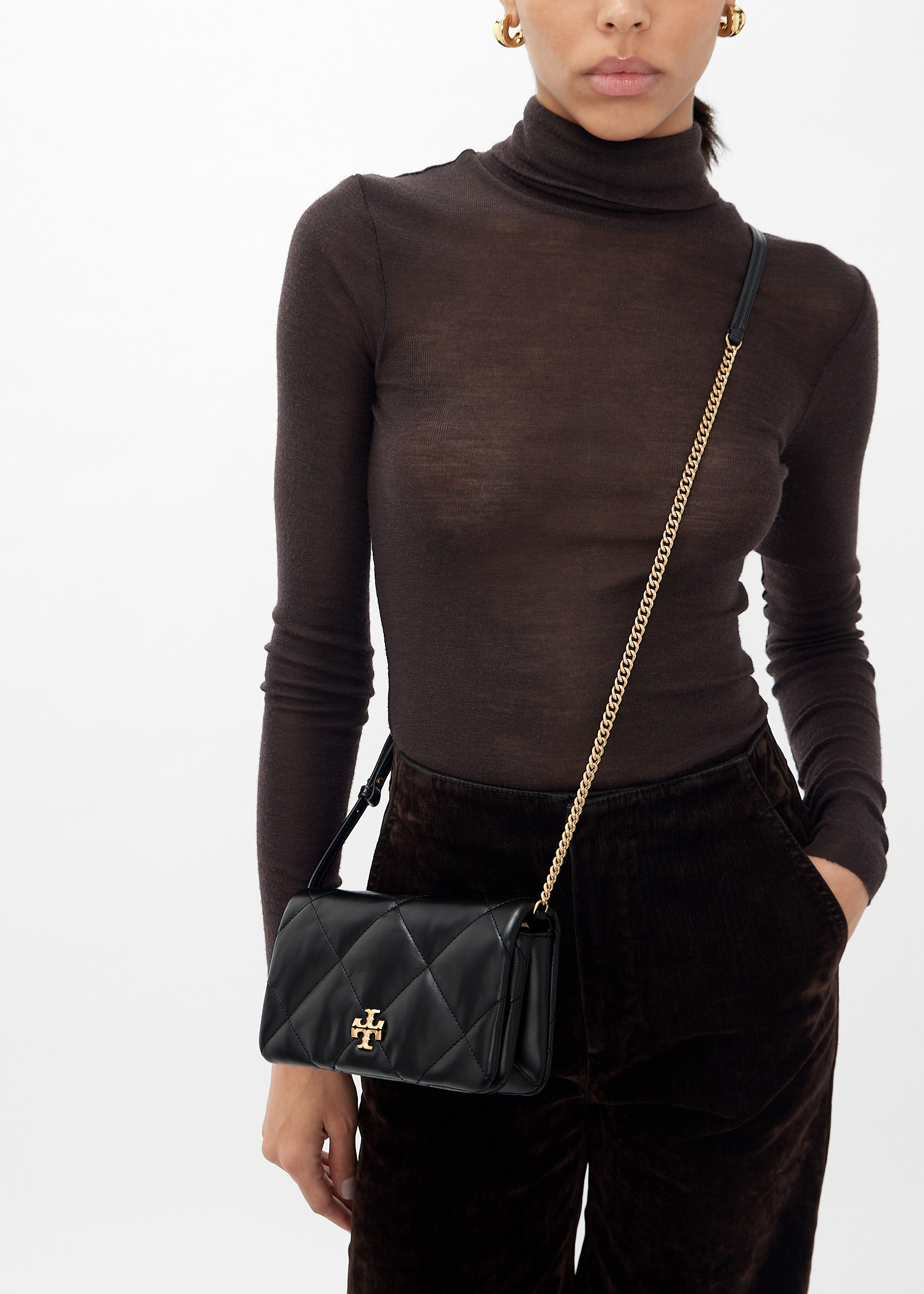 新品未使用♡Kira Diamond Quilt Chain Wallet Tory Burch Women's Kira Diamond Quilt Chain Wallet, Black