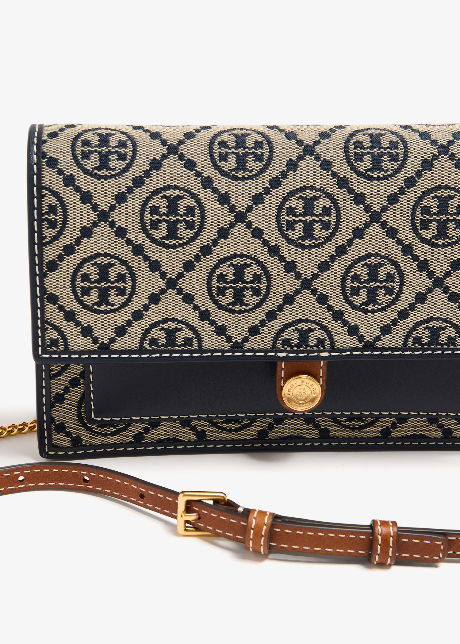 T Monogram コットンチェーンウォレット Ф T monogram コットンチェーンウォレット - Tory Burch
