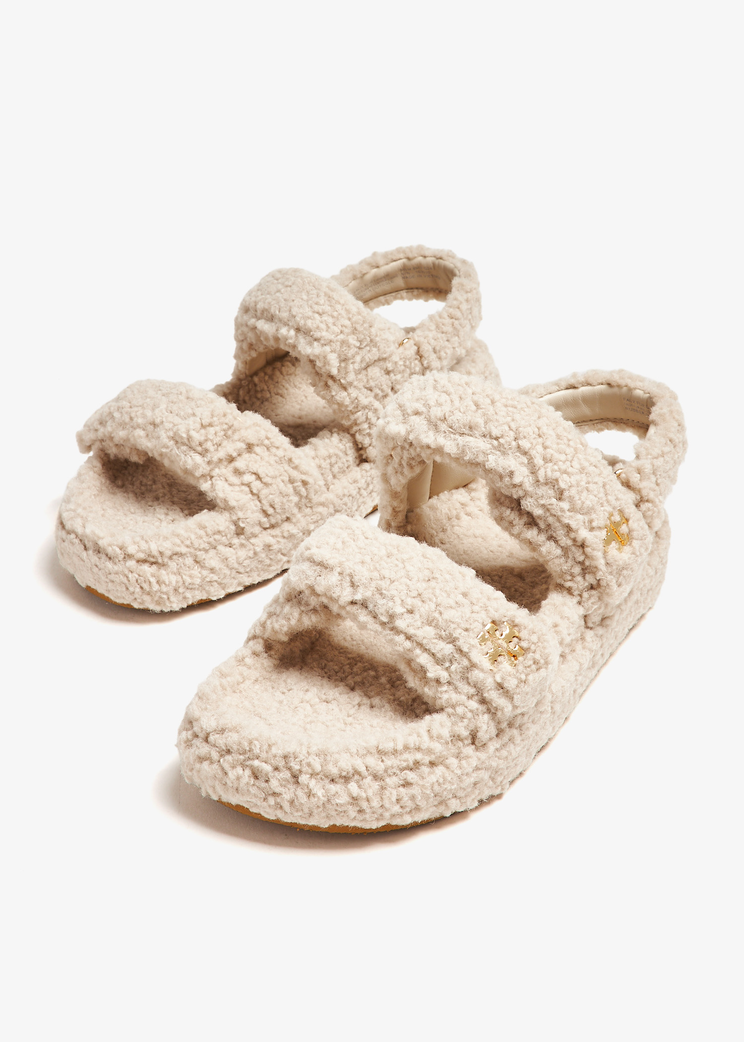 サンダル・ミュール Tory Burch FW24 'Kira' sandals (163035 250) Tory Burch Kira Shearling sport sandals for Women - Beige in