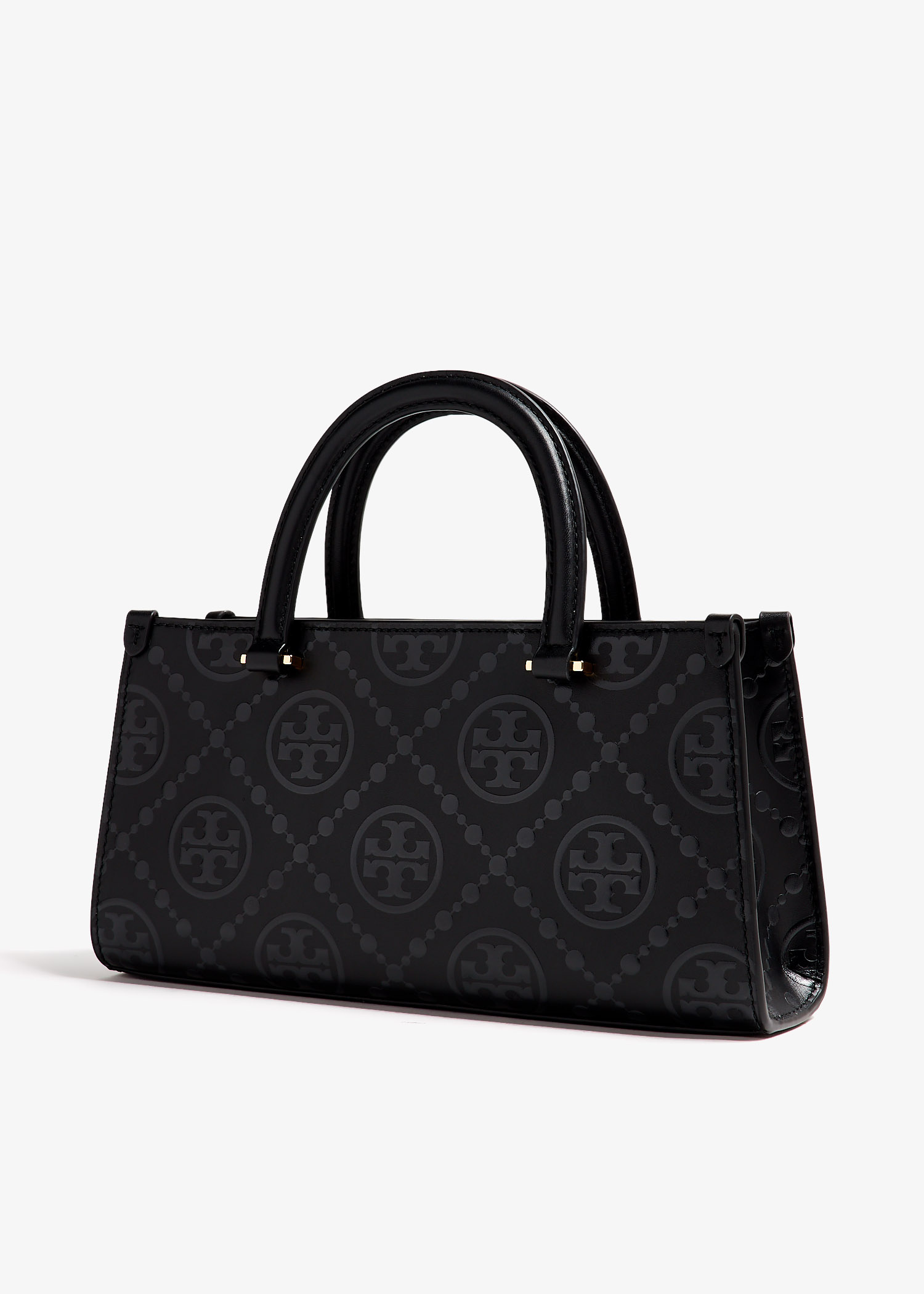 ★TORY BURCH ★ BLACK Tory Burch Small T Monogram E/W tote bag for Women - Black