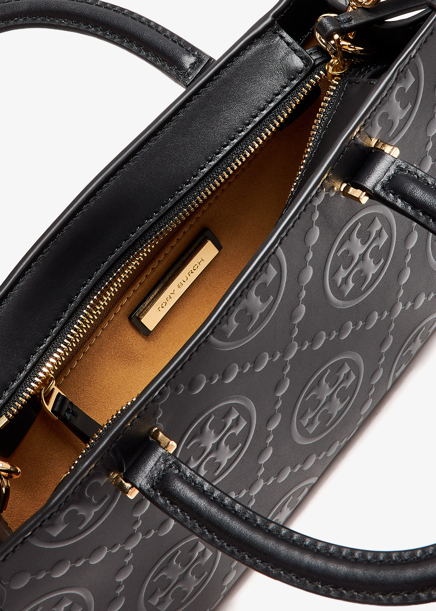 ★TORY BURCH ★ BLACK Tory Burch Small T Monogram E/W tote bag for Women - Black