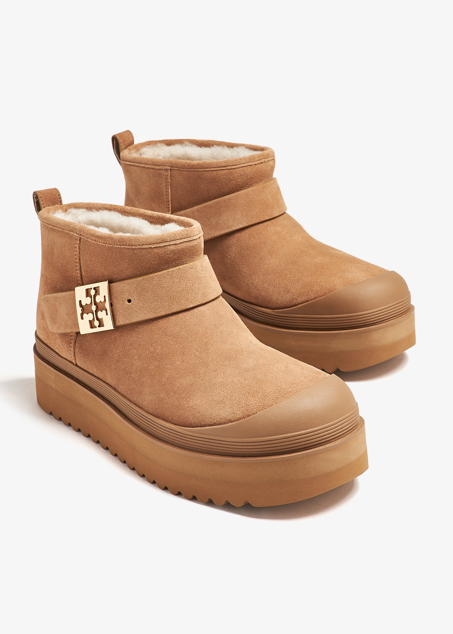 【送料&関税込】Tory Burch mellow Shearling Platform Ankle B Tory Burch Mellow Shearling platform boots for Women - Brown