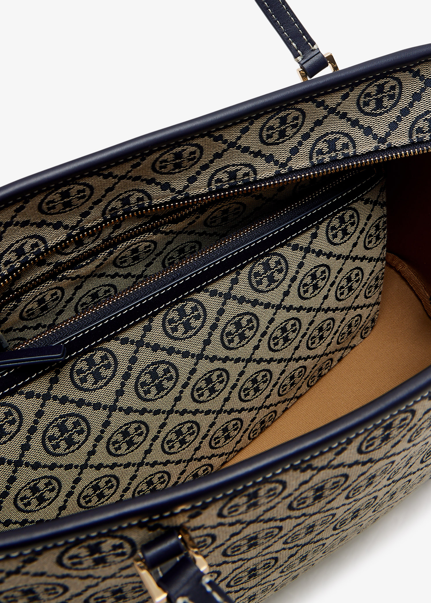 新品未使用 TORY BURCH LOGOBANGLE Tory Burch T Monogram small zip tote bag for Women - Printed in