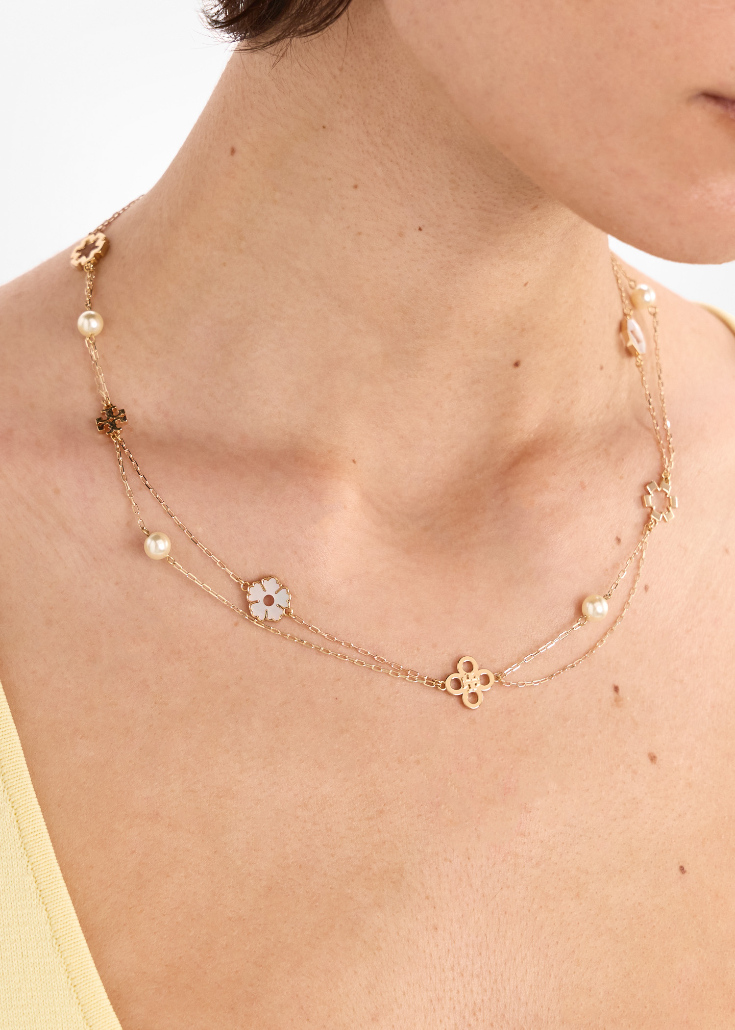 Tory Burch Kira Clover layered necklace for Women - Gold in USA