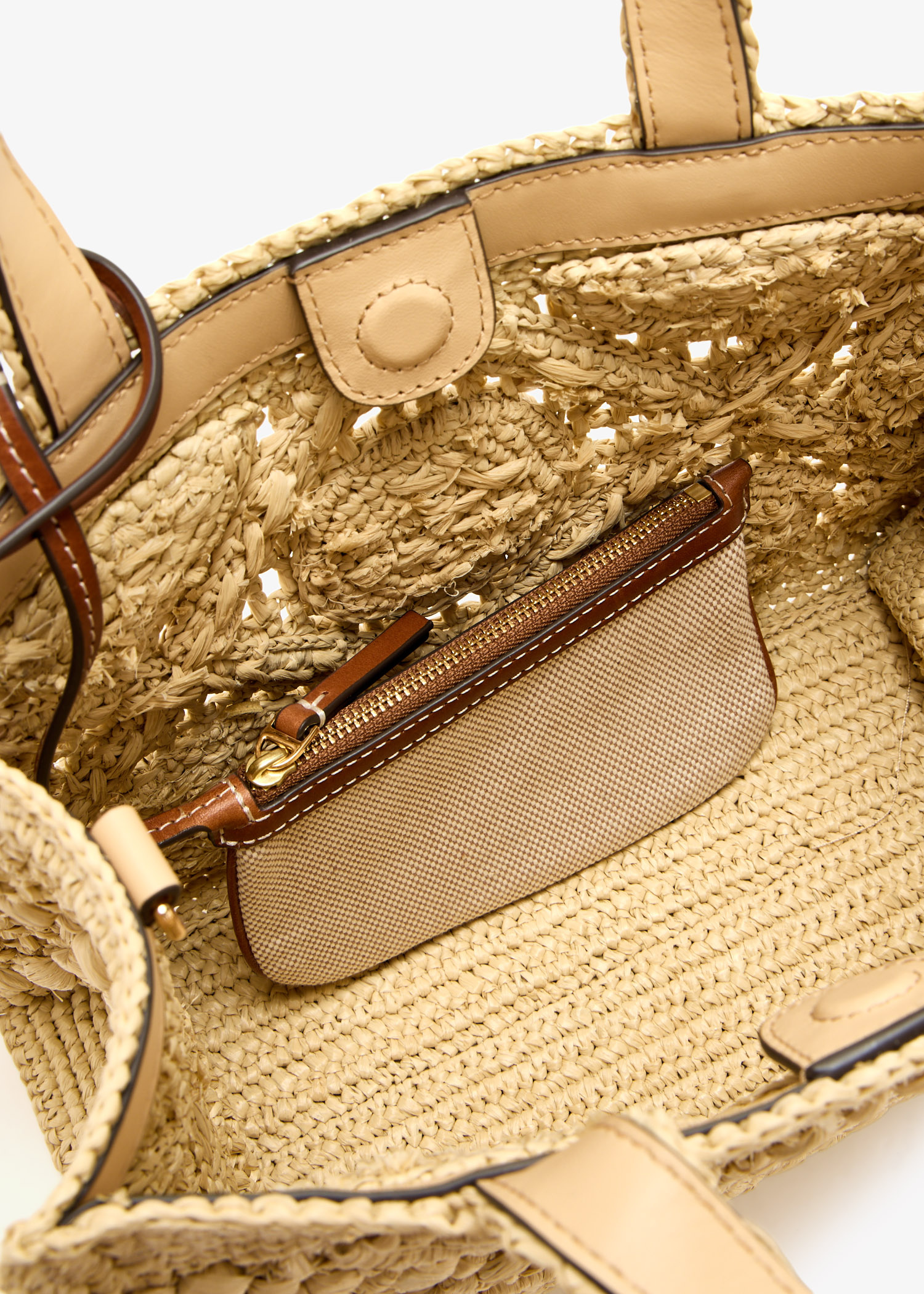 Tory Burch T Monogram square tote bag for Women - Beige in